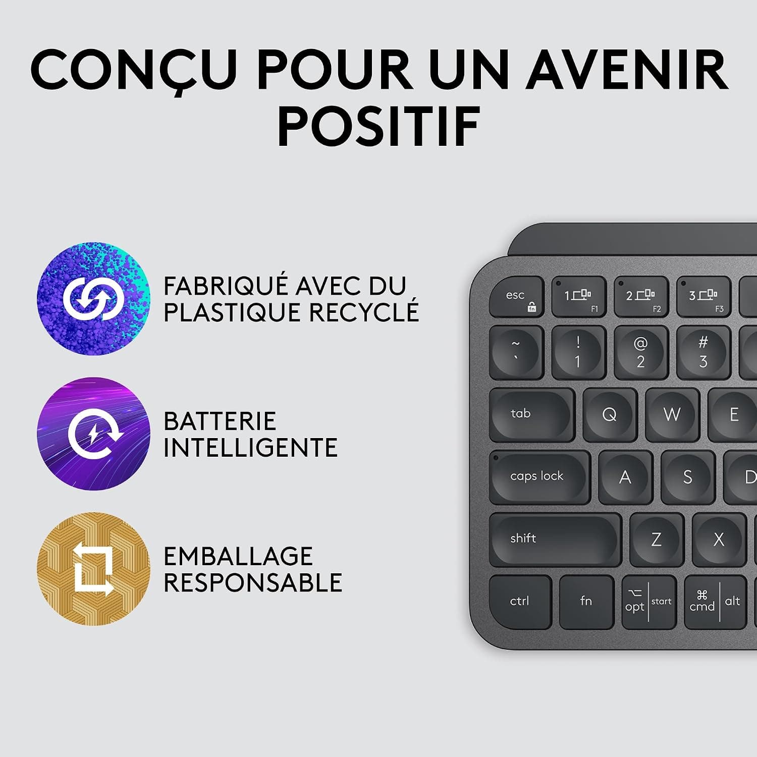 Logitech MX Keys Mini Minimaliste Clavier sans Fil Illuminé | Compact, Bluetooth, Rétroéclairé, USB-C, macOS, iOS, Windows, Linux, Android, Construction métal - Gris foncé