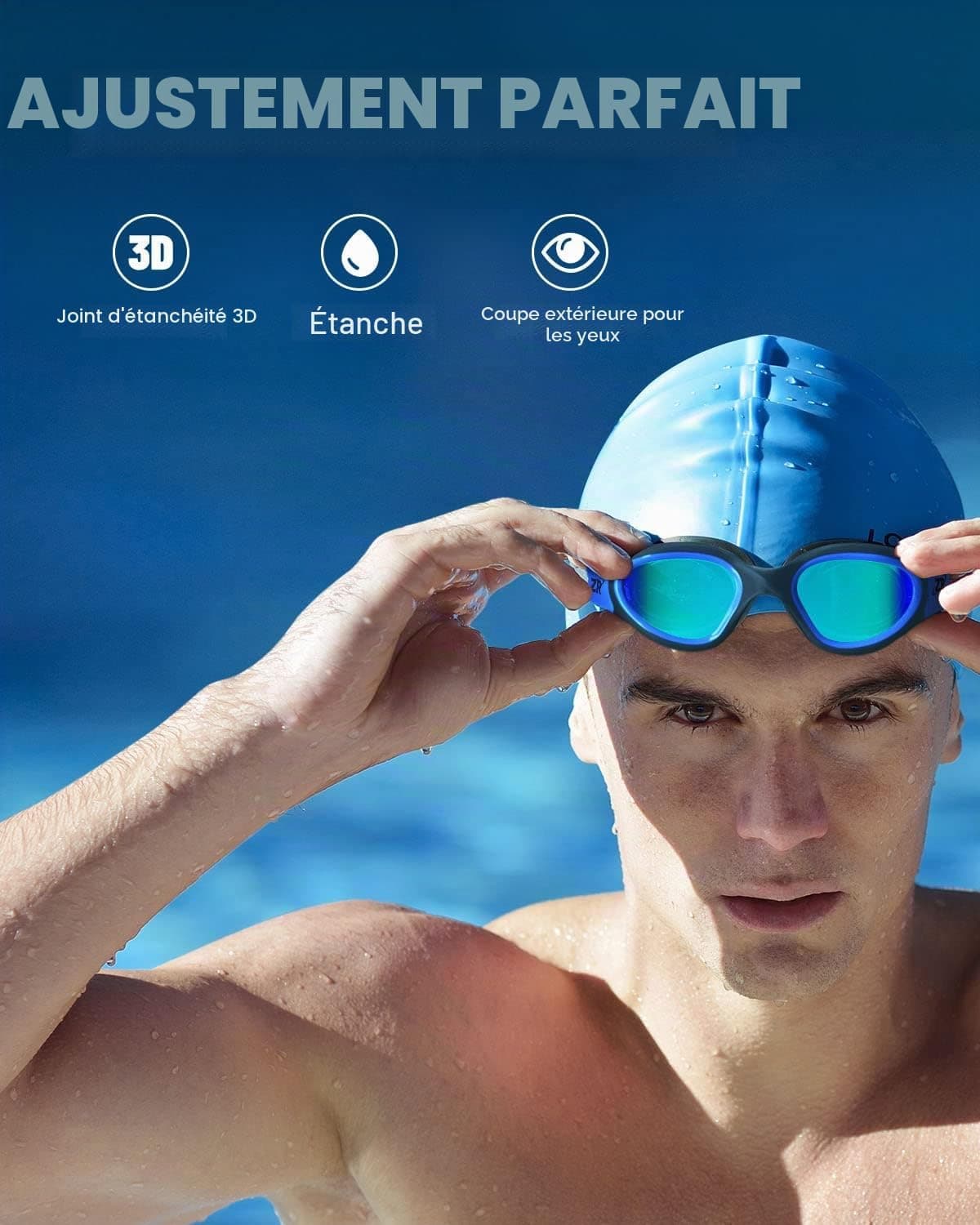 ZIONOR G1 Polarisées Mirror Lunettes de Natation pour Unisex Adulte Homme Femme, Anti Buée, 100% Anti UV Lunettes de Plongée