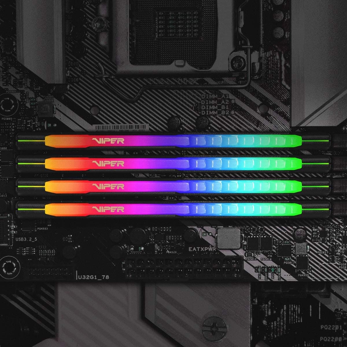 Patriot Memory Viper Elite DDR4 3200 16GB (1x16Go) C18 Module de Mémoire Haute Performance Eclairage LED RGB - Noir