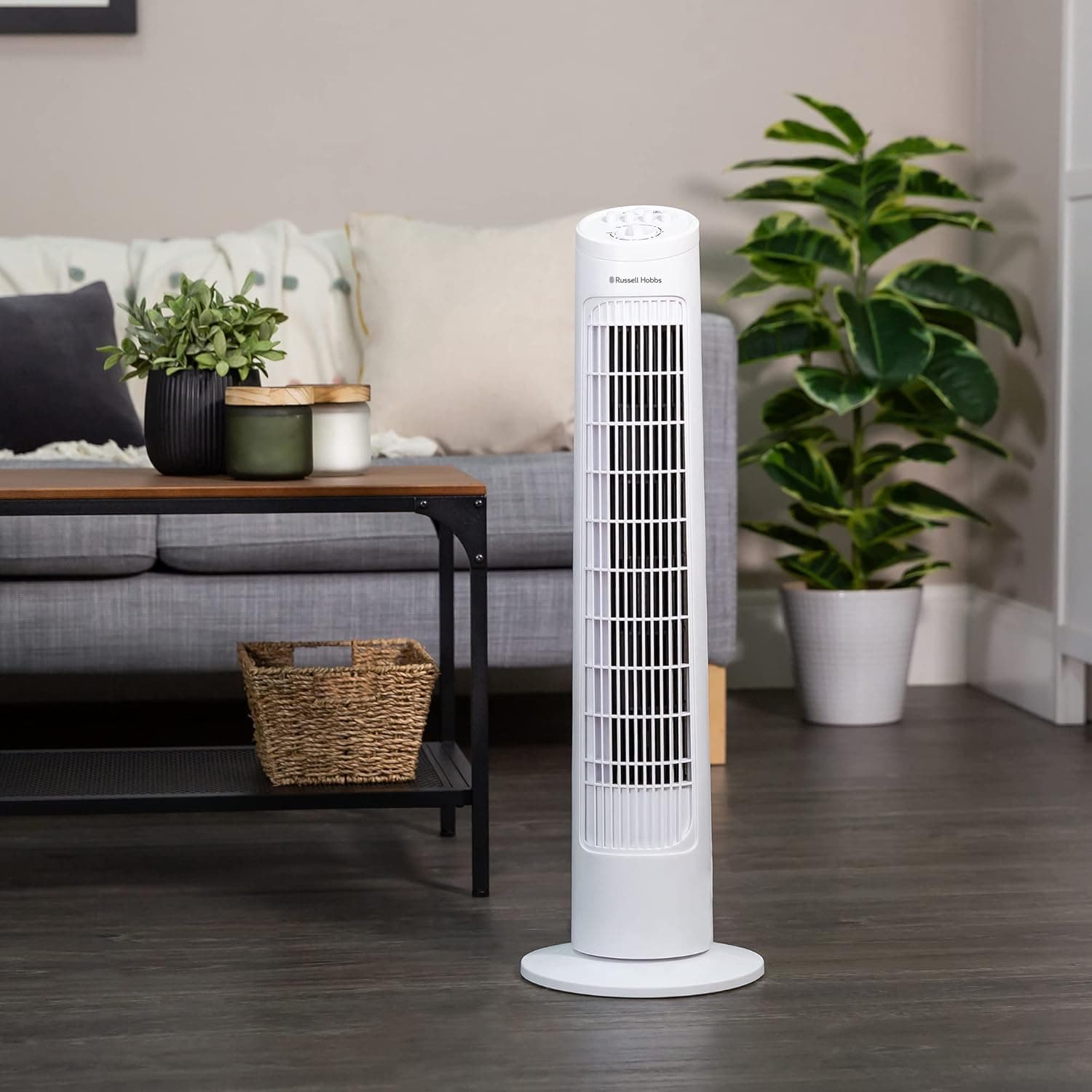 Russell Hobbs 29" Pouces, Léger, Ventilateur Tour, 3 Vitesses, Oscillation 75°, Flux D'Air Puissant, Fonctionnement Silencieux, Minuterie, Parfait Pour La Maison Ou Le Bureau, Blanc - Rhtf2921