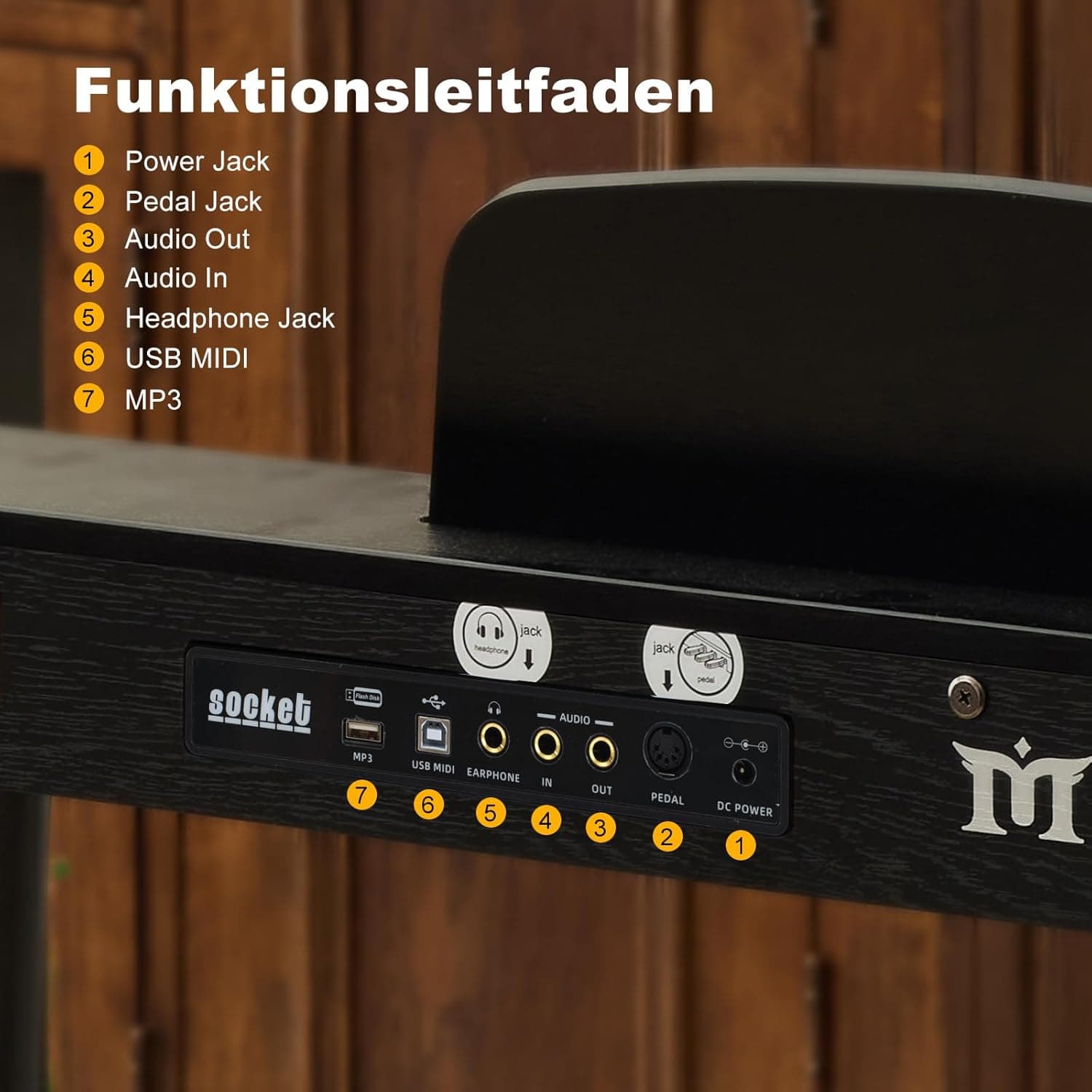 MUSTAR Piano numérique 88 touches pour débutants, clavier piano taille complète avec 3 unités de pédale, piano électrique portable, piano numérique pour la maison avec MIDI-USB et support, Noir