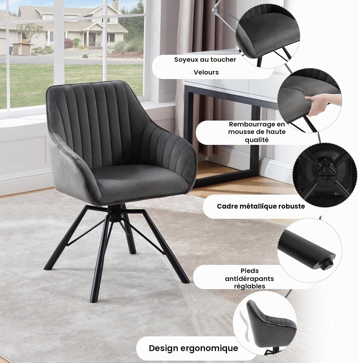 WOLTU Chaises de Salle à Manger Pivotantes