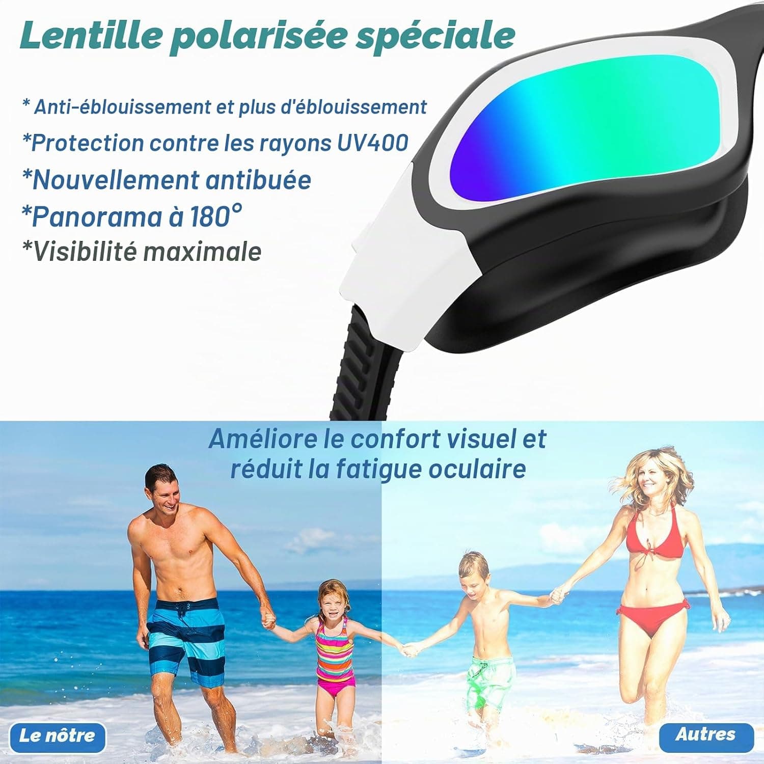 Lunettes natation antibuée,Lunettes Piscine pour hommes femmes