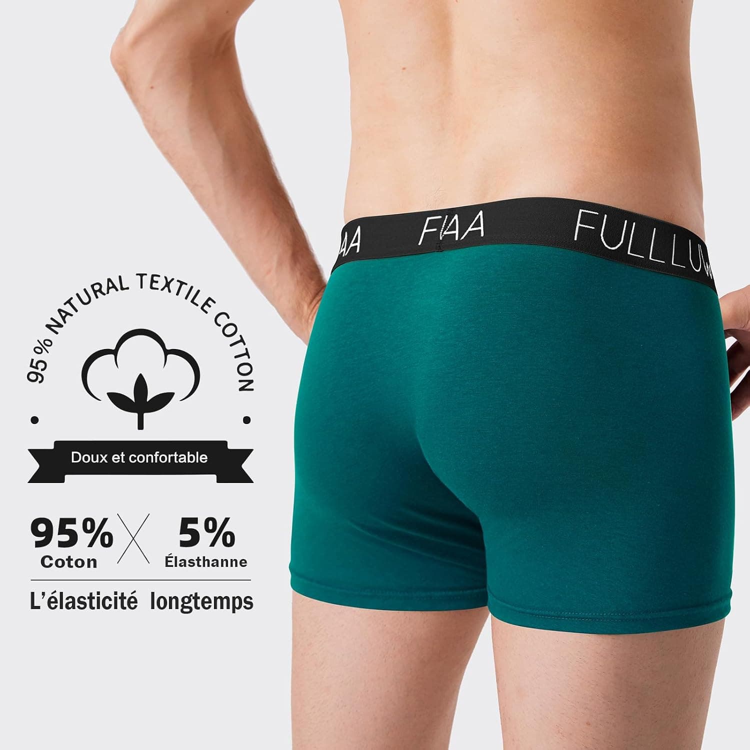Fullluwaa Boxer Homme Coton Lot de 8, Doux Confortable, Ceinture Élastique