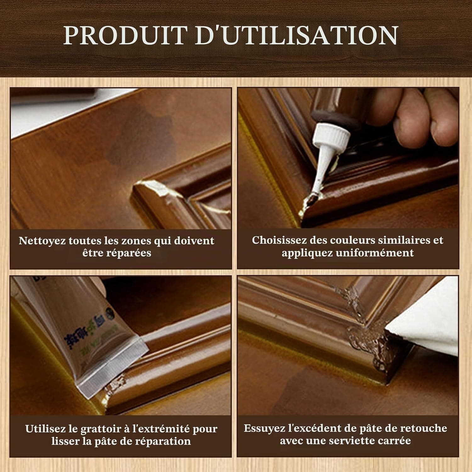 Kit Réparation Parquet Stratifié pour Meubles Bois Chene Clair Rayures