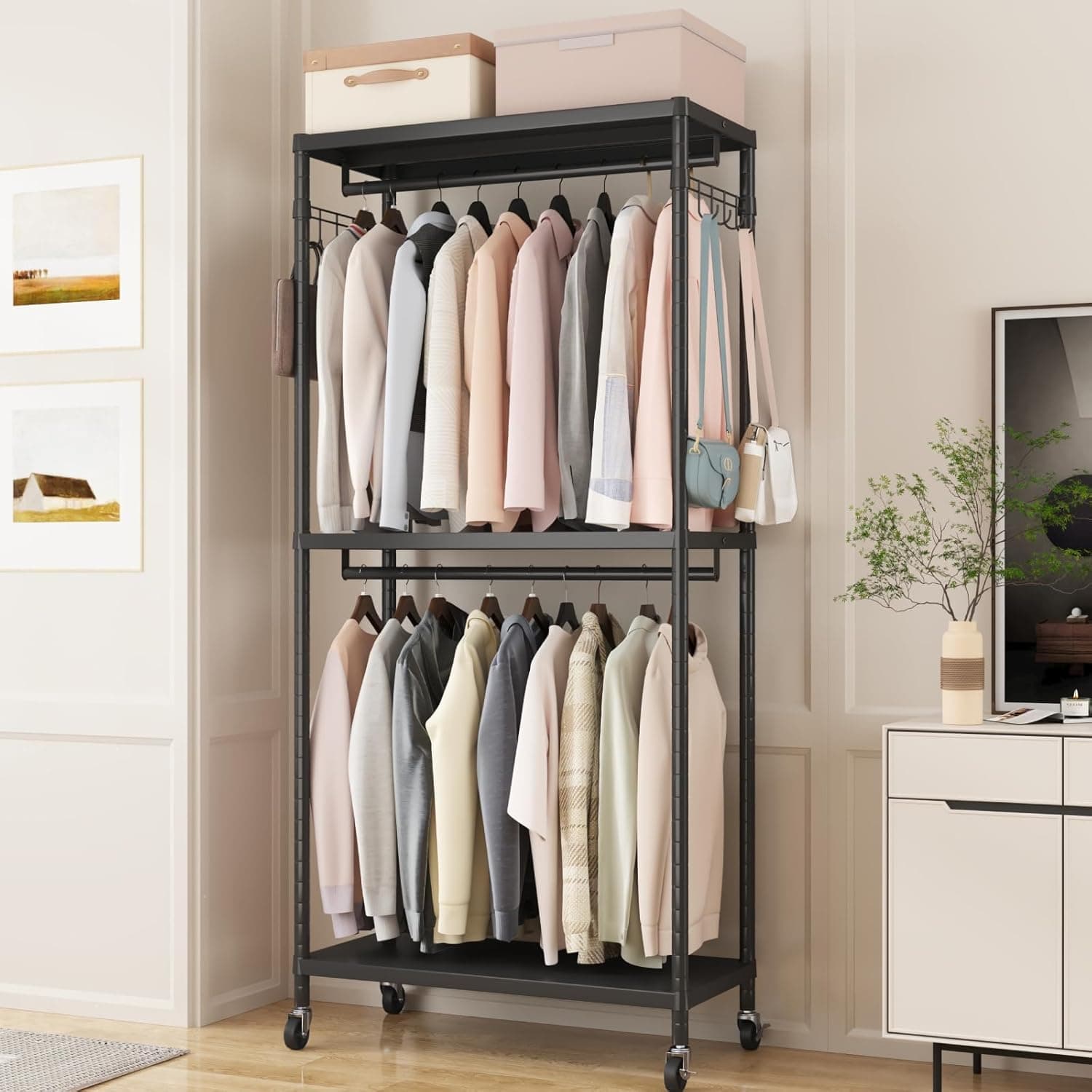Penderie robuste 90 × 40 × 200 cm, armoire ouverte en métal