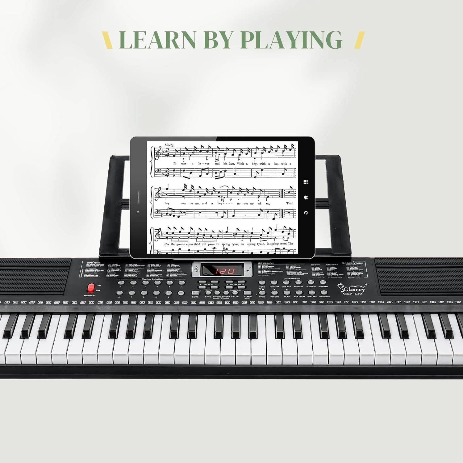 LALAHO Clavier Piano 61 Touches avec Support de Clavier, Banc de Piano, Piano Numérique avec Casque, Pupitre, Microphone, Écran LED, pour Débutants (Noir)