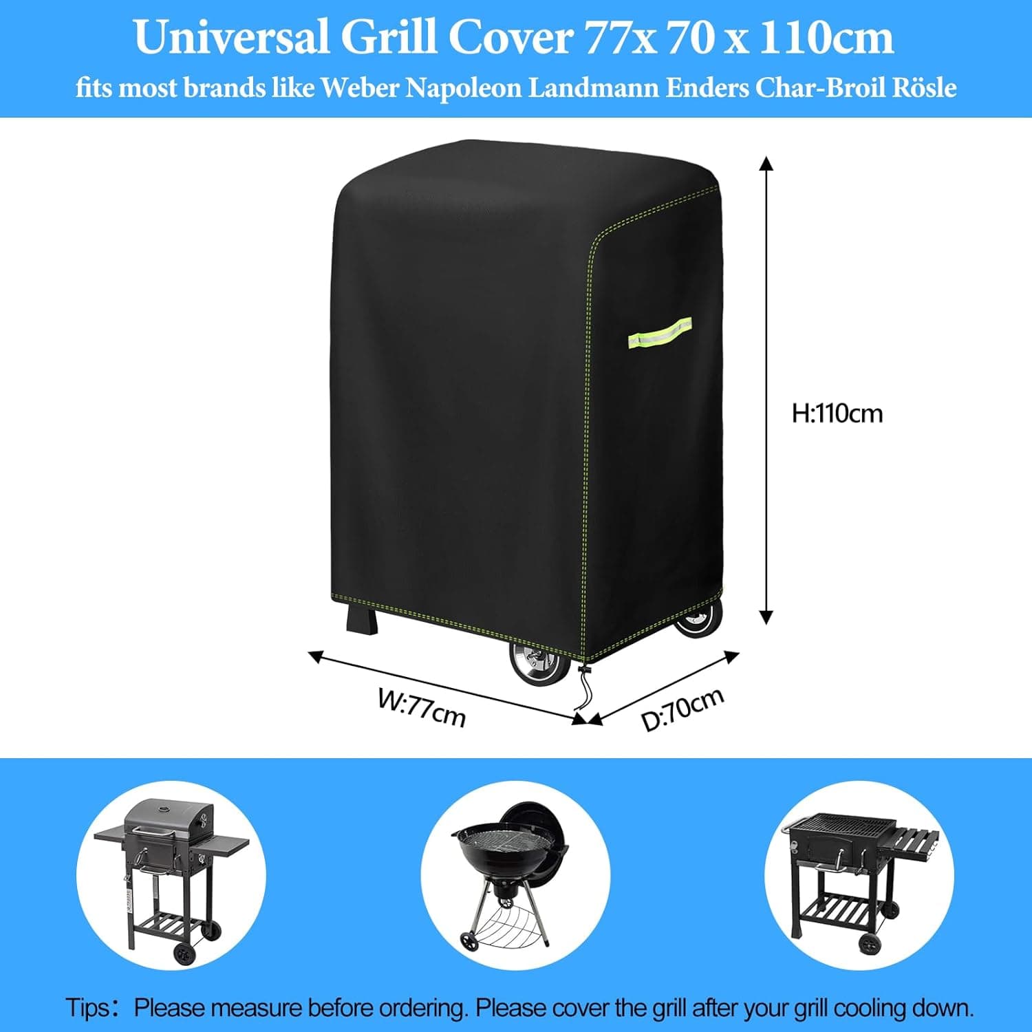 VDISRR Housse Barbecue Exterieur, 420D Oxford Bache Barbecue Exterieur 77 * 70 * 110cm pour Barbecue Weber Spirit E-210 avec Plateaux, Housse De Protection Anti-Vent/Solei/l'eau