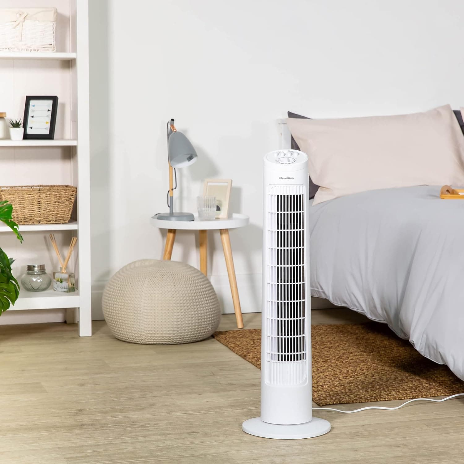 Russell Hobbs 29" Pouces, Léger, Ventilateur Tour, 3 Vitesses, Oscillation 75°, Flux D'Air Puissant, Fonctionnement Silencieux, Minuterie, Parfait Pour La Maison Ou Le Bureau, Blanc - Rhtf2921