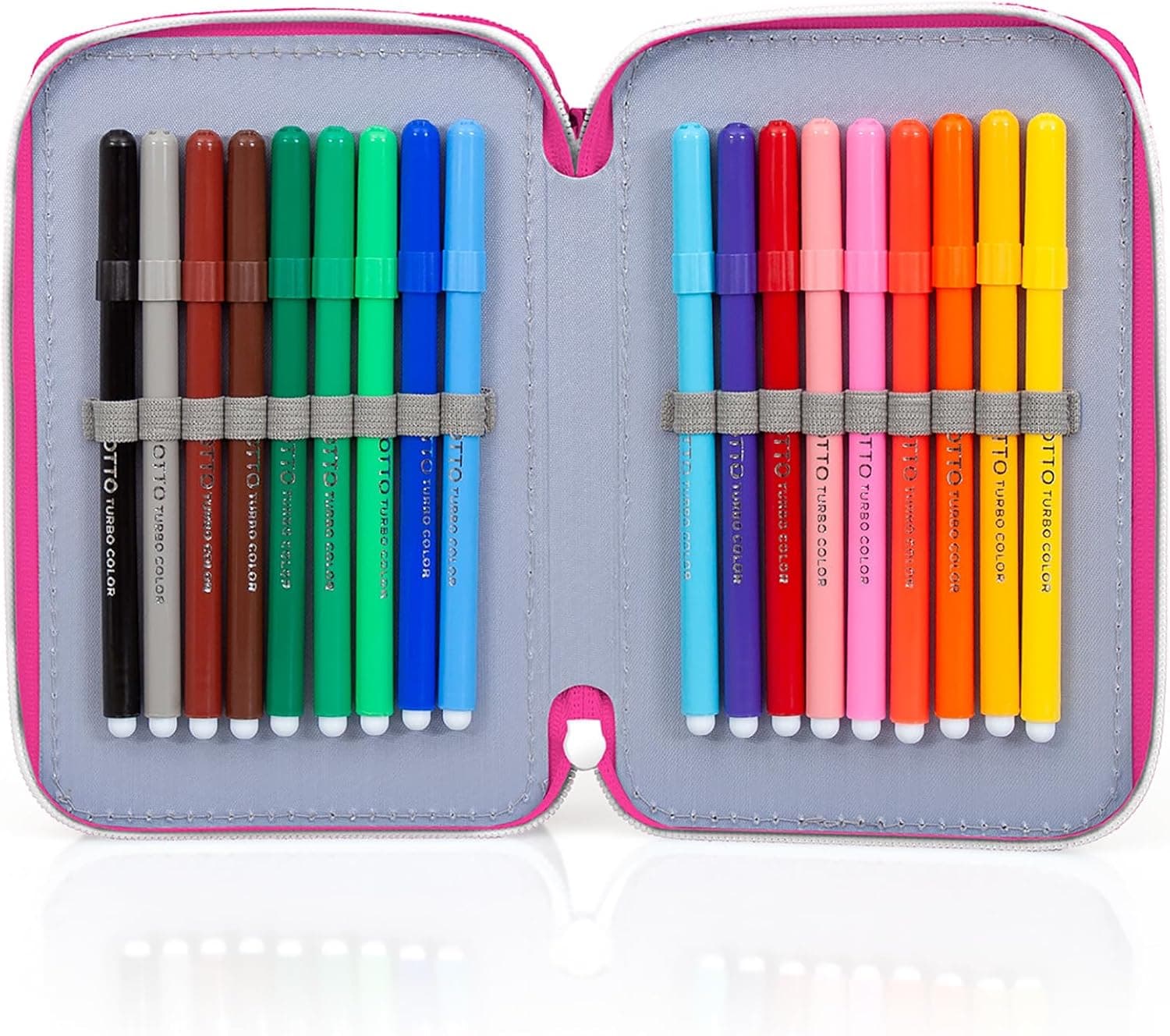 Clondo Trousse Triple Remplie pour Fille, pour Barbie Fans, 45 Accessoires Scolaires, 3 Fermetures Éclair, Compartiments Organisés, Crayons de Couleur, Feutres, Colle, Ciseaux