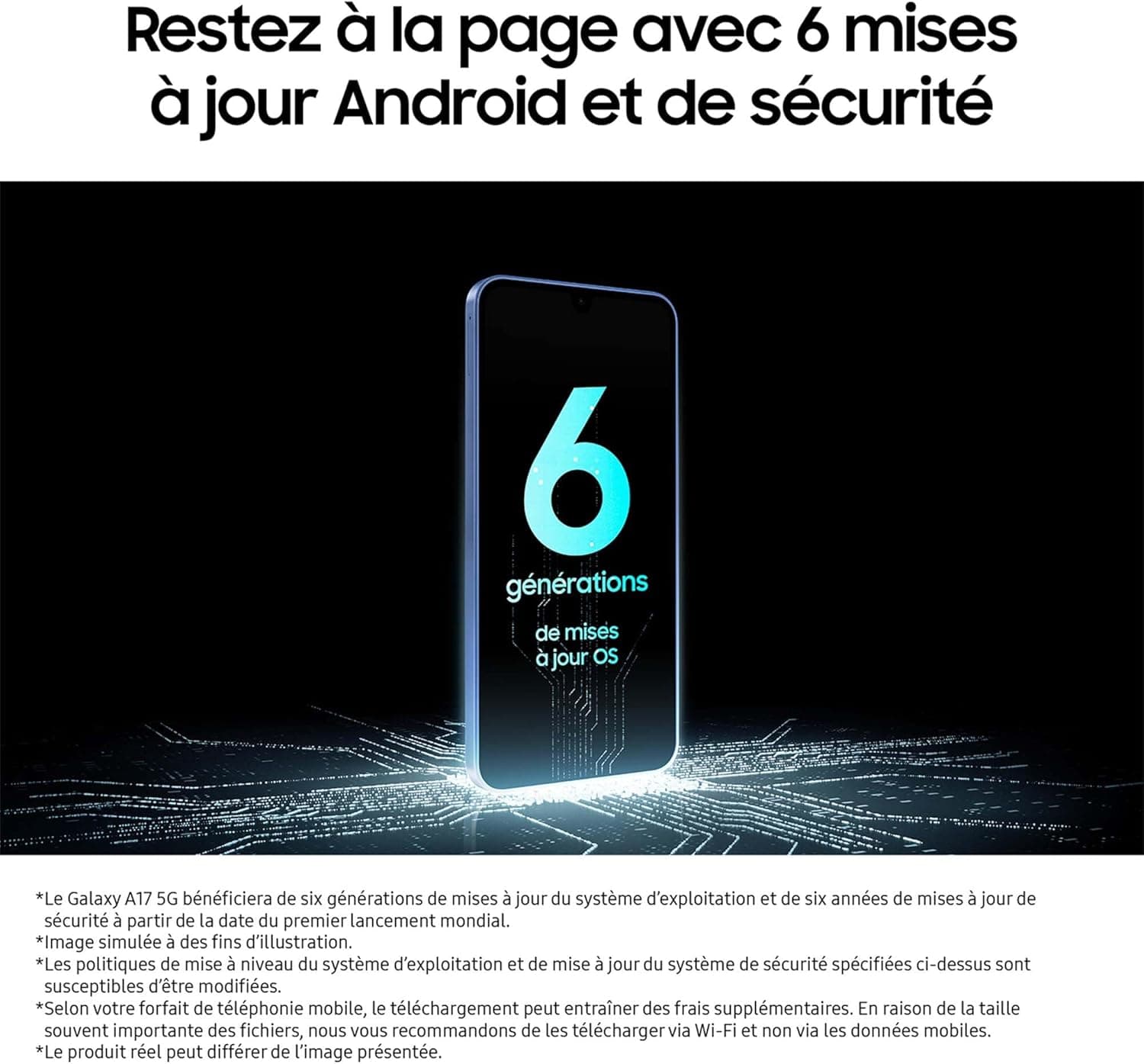 Samsung Galaxy A17 5G 128 Go, Smartphone Android déverrouillé, écran 6,7", Batterie 5000 mAh, Bleu, Version FR