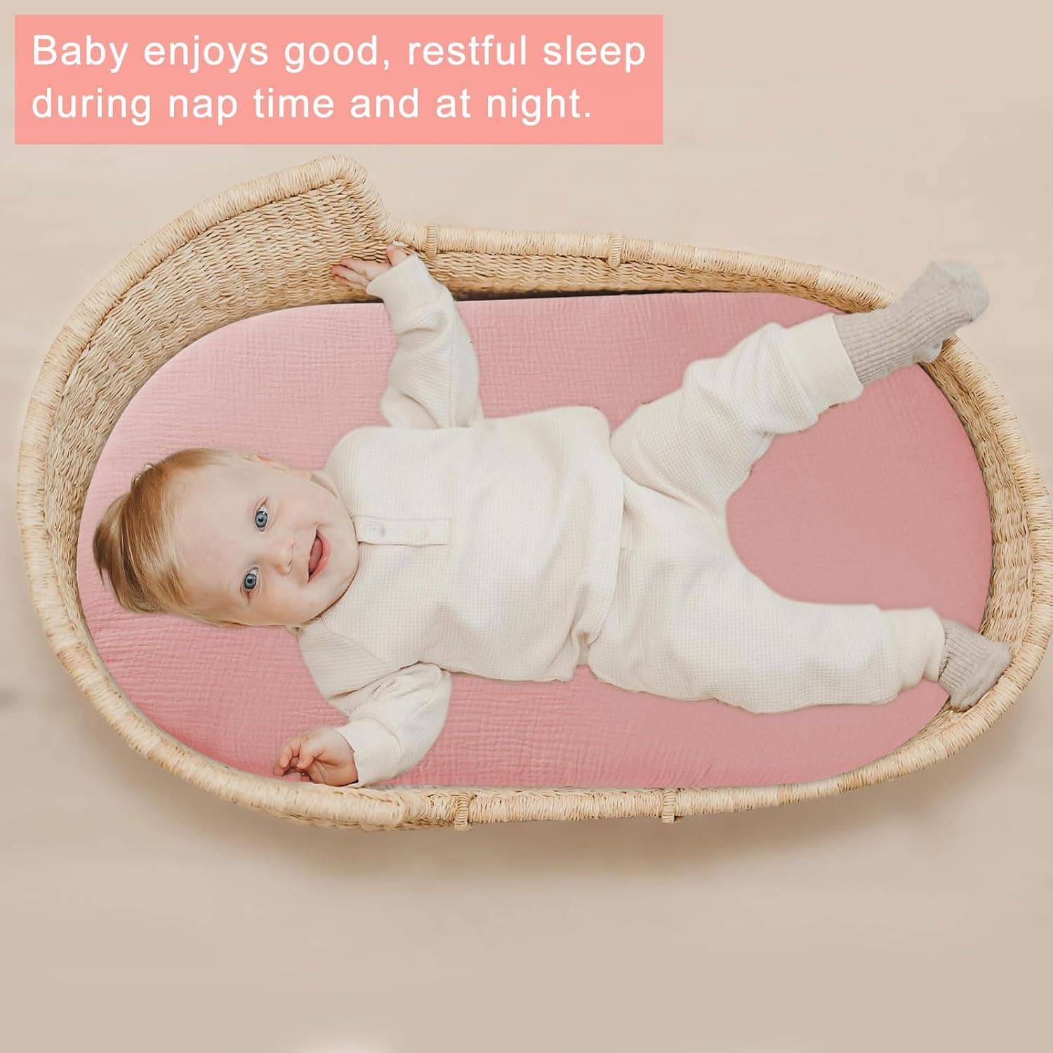 2pcs Drap Housse pour Couffin, Nacelle, Berceau et Cododo - 70x35cm Matelas Bébé