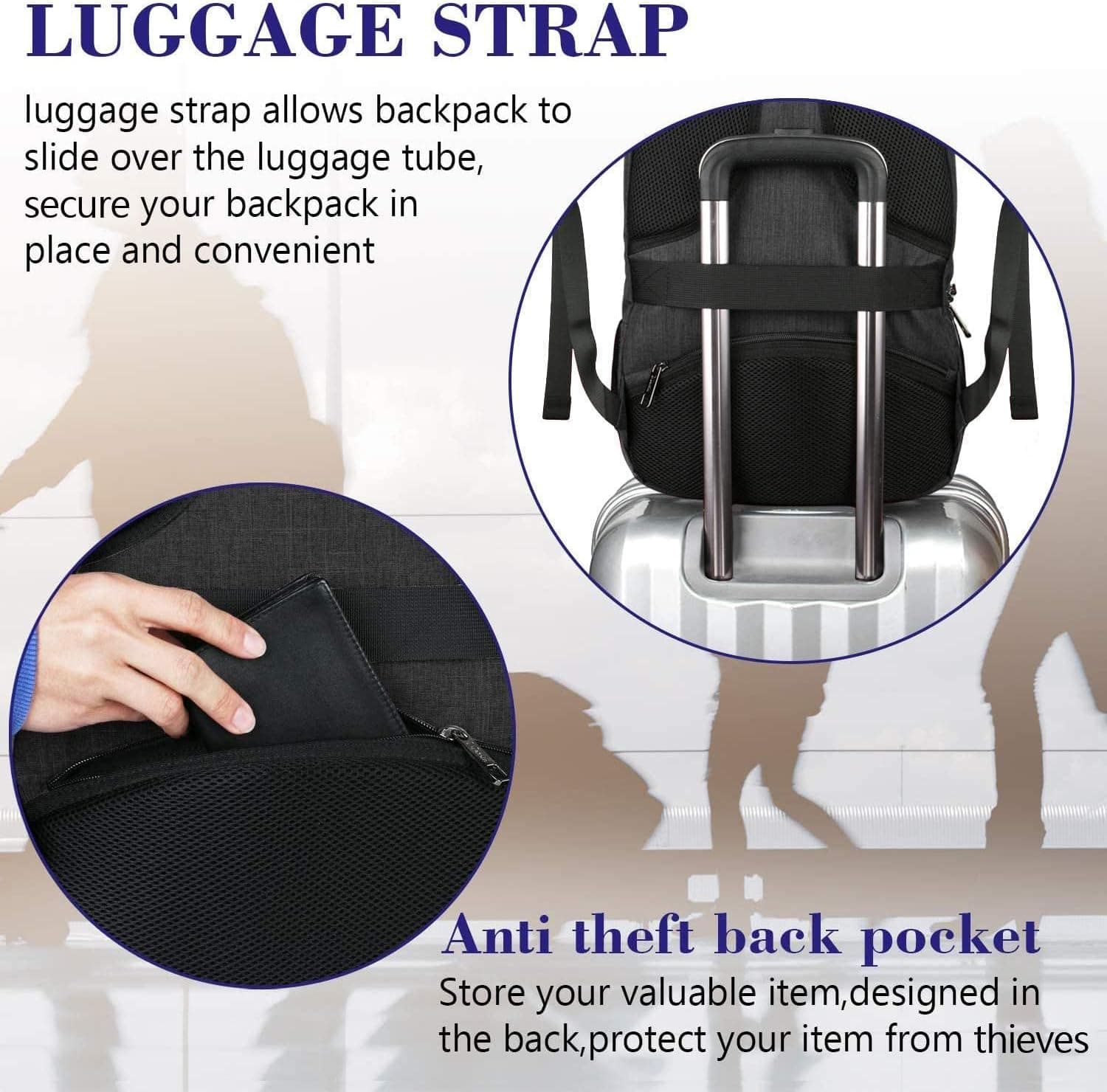 MATEIN Sac à Dos Ordinateur Portable 15.6 Pouces, Sac à Dos PC Portable | Fonctionnel Imperméable Antivol Sac a Dos Travail pour Collège, Affaire, Scolaire, Cadeau