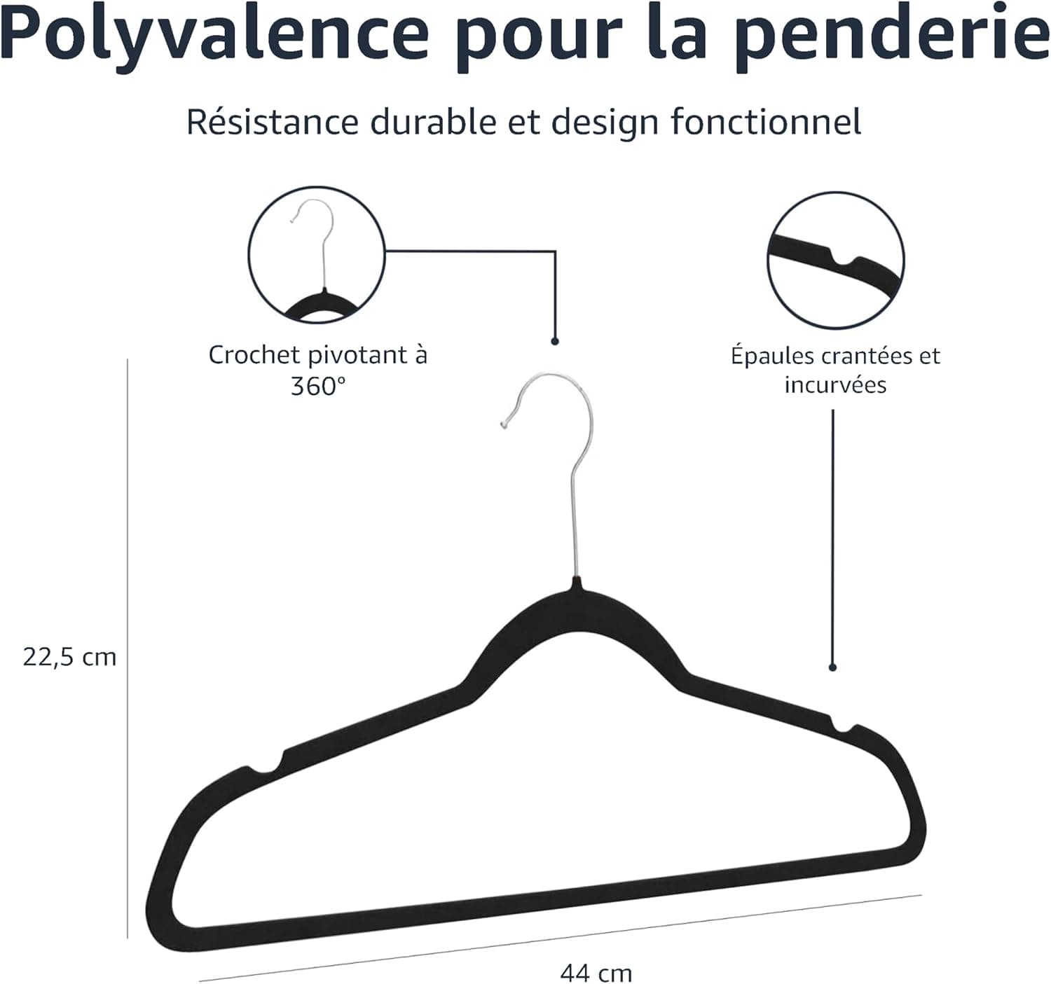 Amazon Basics Lot de 30 cintres en Velours pour Costumes, Noir