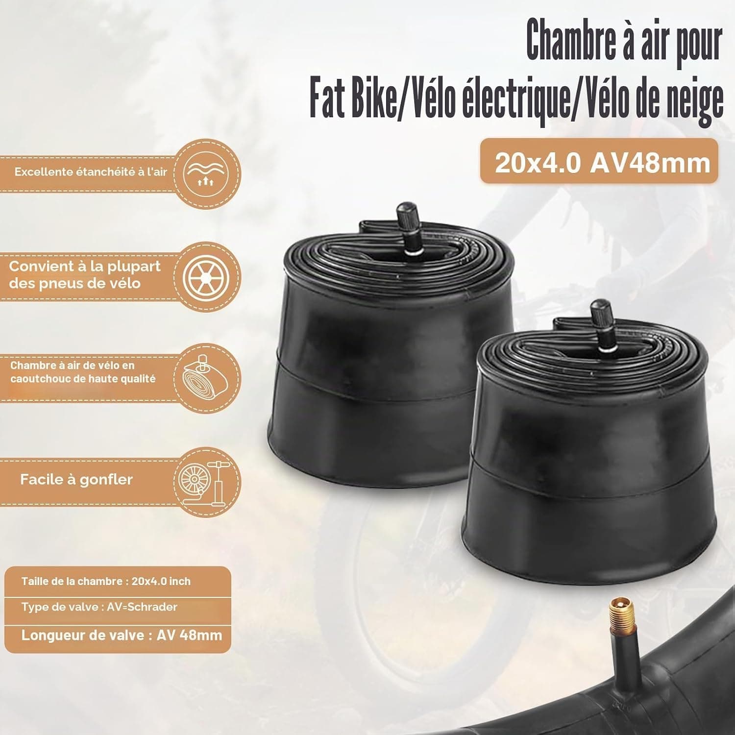 Pneu de Vélo Large 20x4.0 (98-406) pour Fat Bike et Vélo Électrique