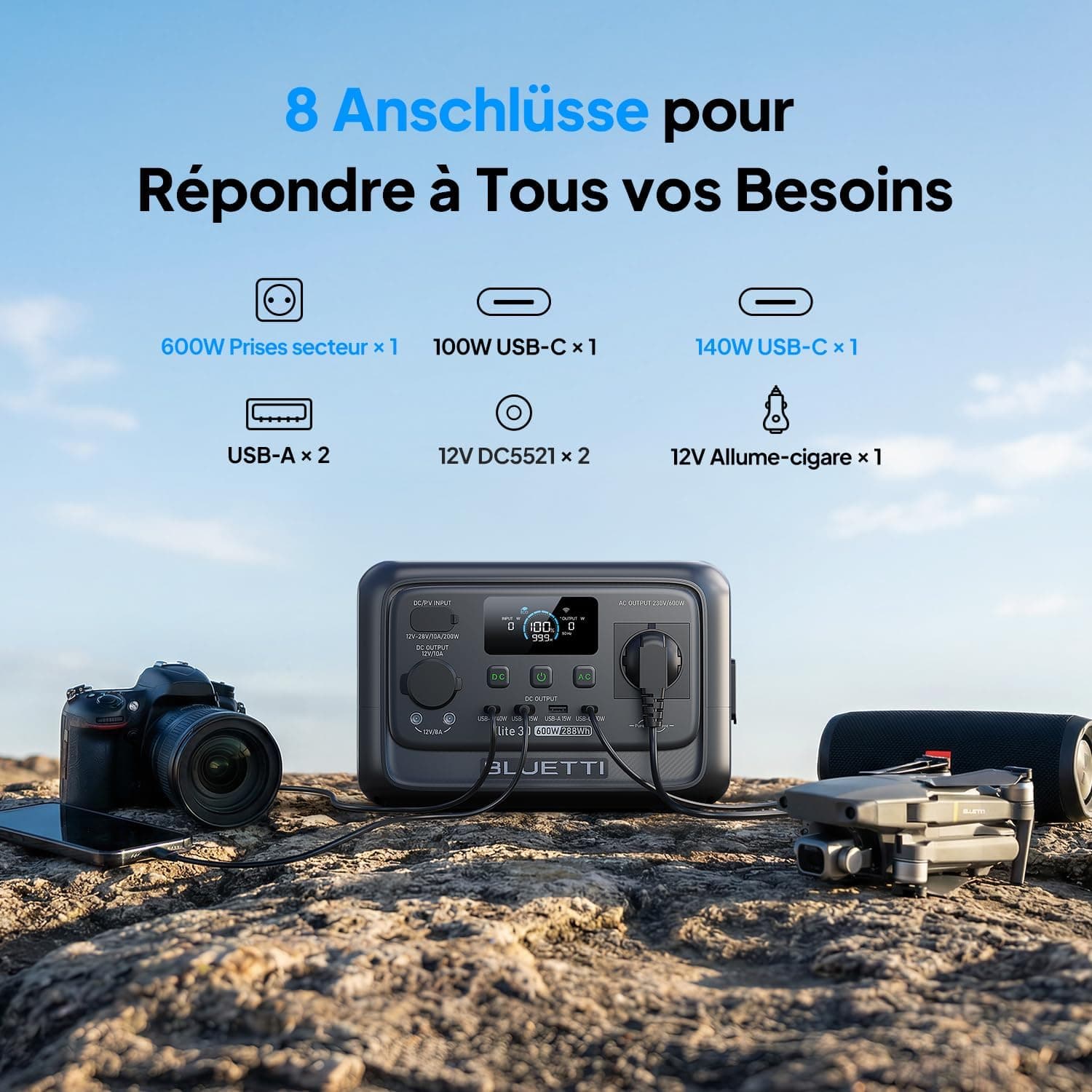 BLUETTI Elite 30 V2 288Wh & 600W Générateur Électrique Portable