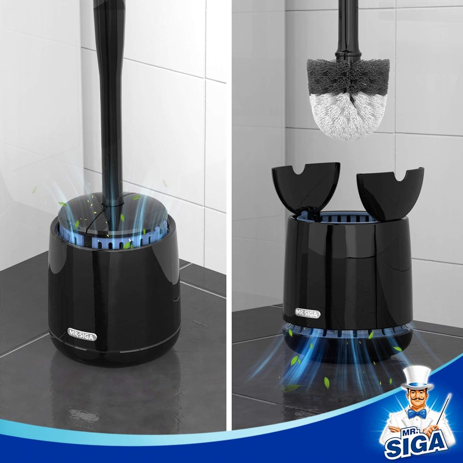MR.SIGA Brosse Toilettes WC, Brosse WC et Support à Couvercle Automatique