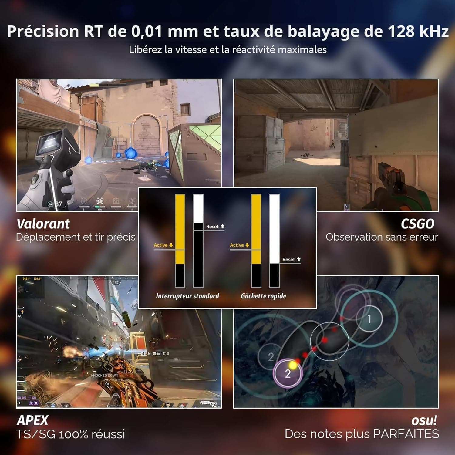 ATTACK SHARK X68 HE Clavier 8000Hz Rapid Trigger, Clavier Gamer Filaire RGB 60% avec Précision RT de 0,01 mm avec Interrupteur Magnétique, Actionnement Réglable, Snap Tap, pour PC/Mac, Noir