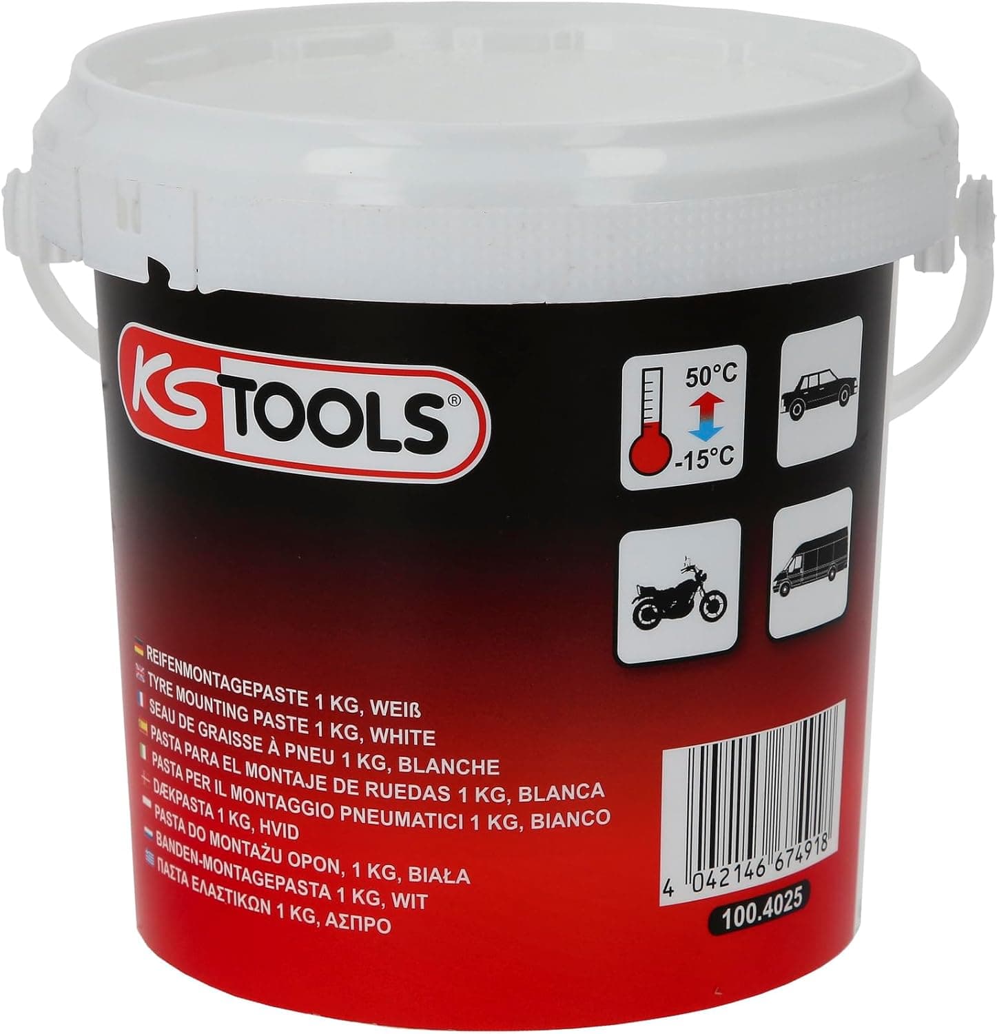 KS Tools 100.4025 Seau de graisse à pneus blanche 1 kg - voiture, moto, PL