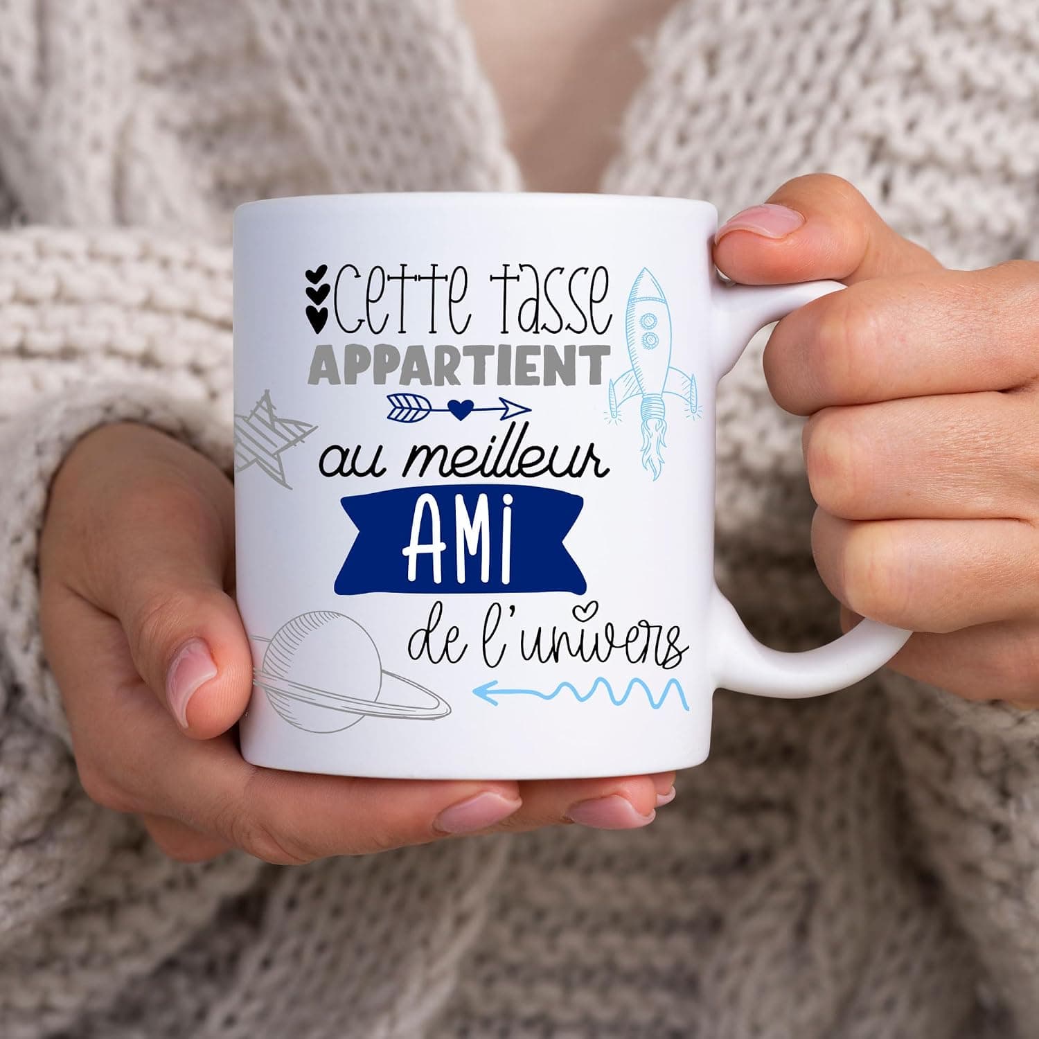Mug ami. Famille/Tasse – Le meilleur ami de l'univers - Cadeau anniversaire Cadeau original. Céramique haute qualité 11oz - 320 ML (AMI)