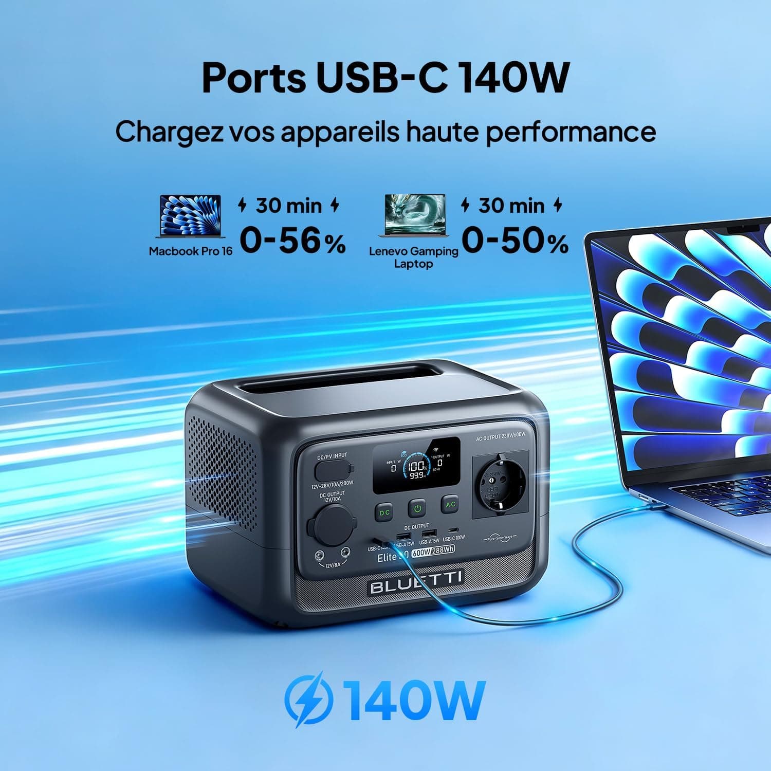 BLUETTI Elite 30 V2 288Wh & 600W Générateur Électrique Portable