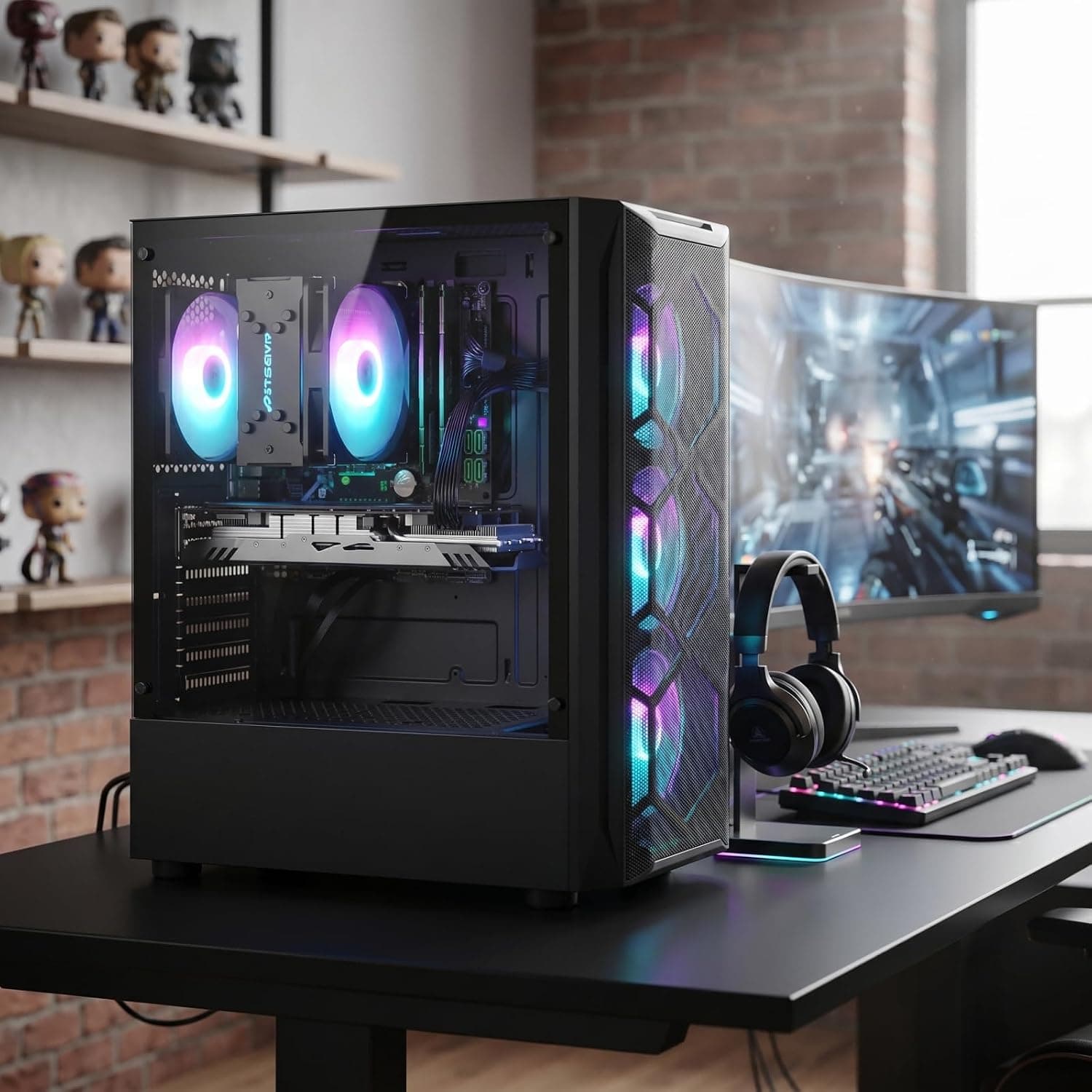 STGsivir PC Gamer Fixe, Core i7,RX 580 8G, 16G RAM, 512G SSD