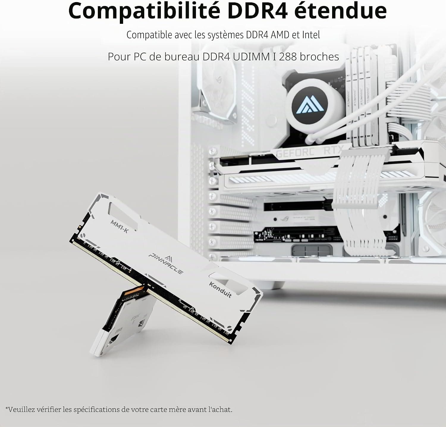 Timetec Pinnacle-Konduit DDR4 XMP2.0 Overclocking 1.35V Dual Rank Compatible pour AMD et Intel Desktop Gaming PC Module - Blanc (3200Mhz 16GB(2x8GB))