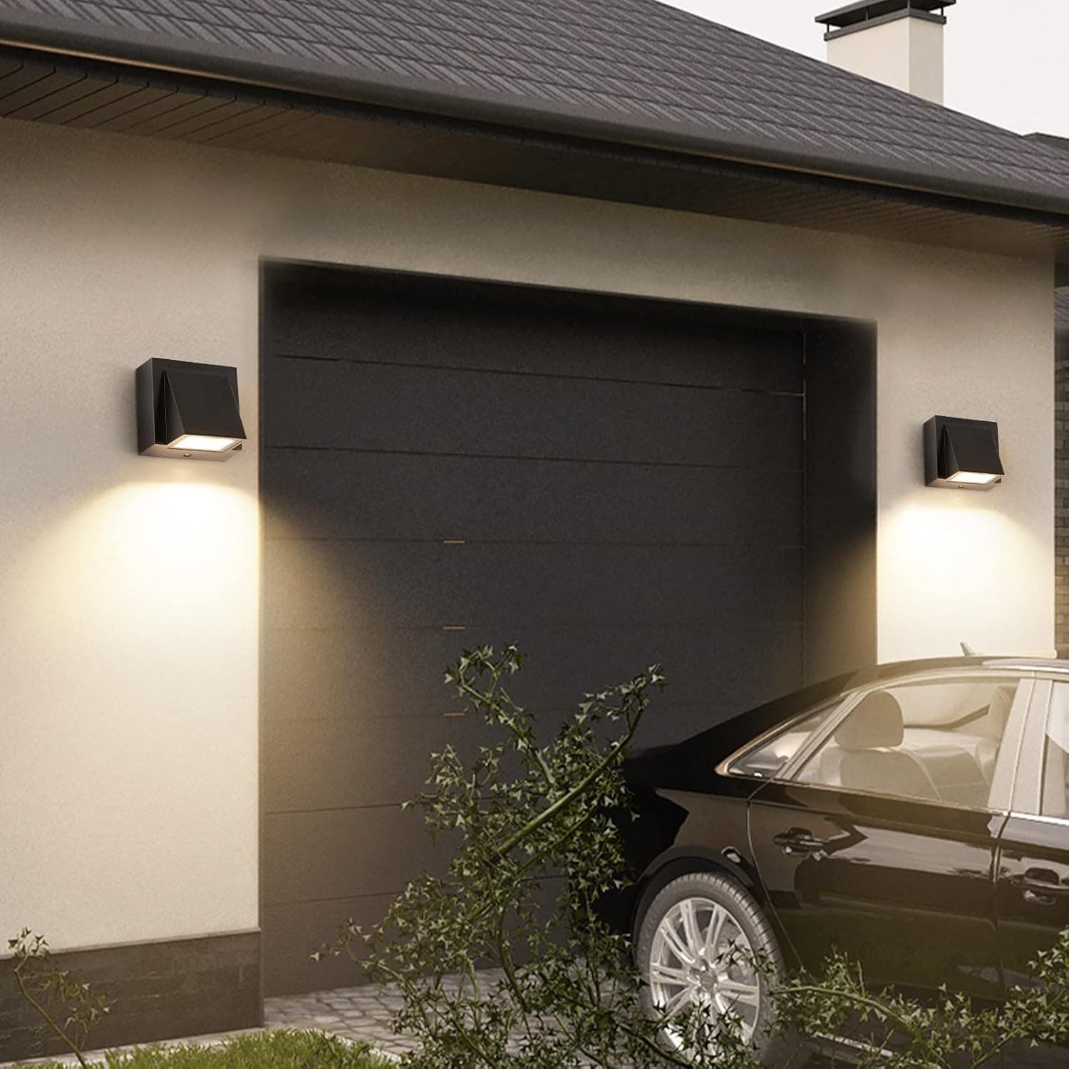 2 Pièces Applique Murale Exterieure 5W, 3000K, IP65 Etanche | Lumière Chaude Lampe Murale LED, Carrée Aluminium Applique Exterieur pour Jardin Porche Garage Patio Chambre Salon