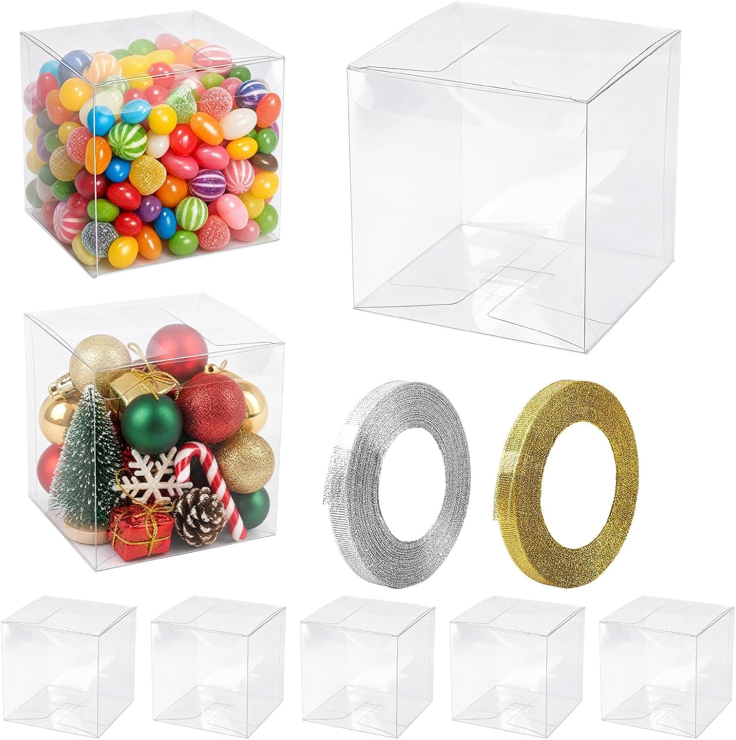 LALAGO 30 Pcs Boite Plastique Transparente pour Noël 10x10x10 cm