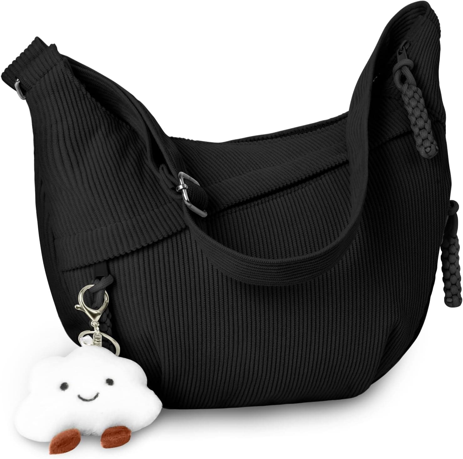 Aucuu Sac à Bandoulière, Grand Sac à Bandoulière, Sacs à Main avec Pendentif Nuage, Sacs Hobo Large Lanière avec Sangle Ajustable pour Femme