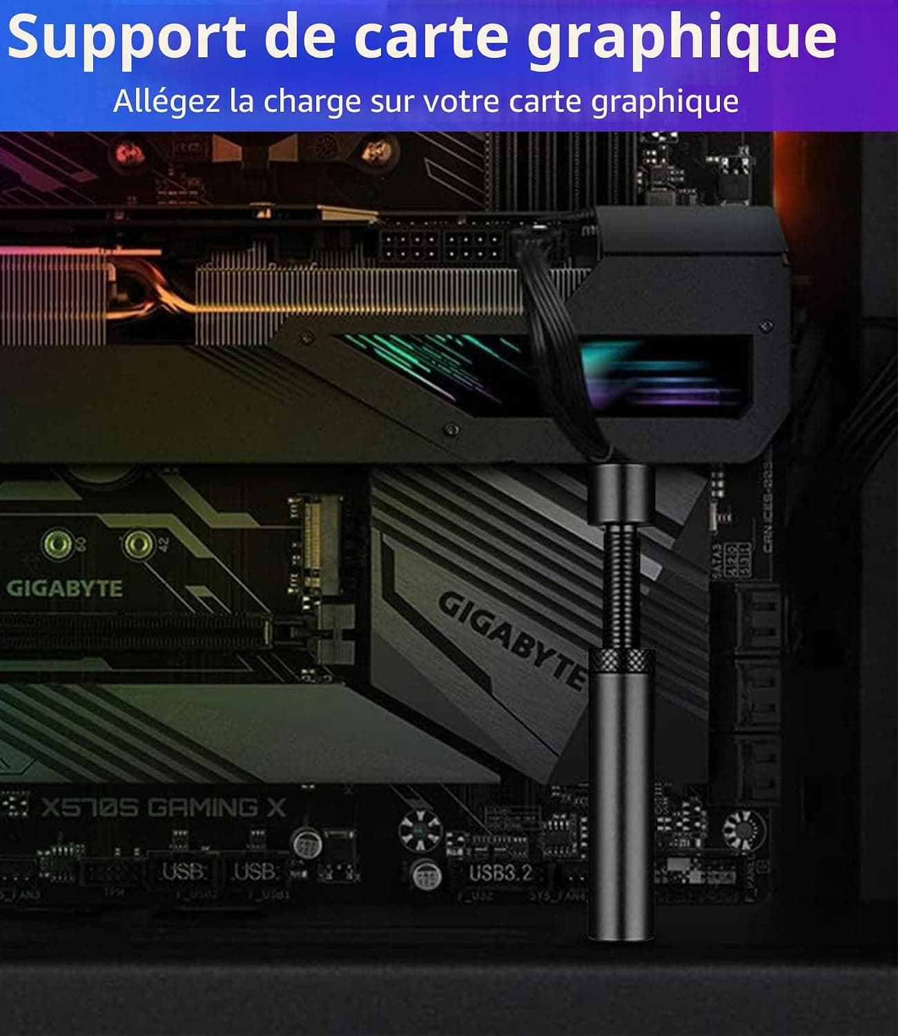Support Carte Graphique GPU, Titulaire de la Carte vidéo, Aluminium, L(74mm-120mm)