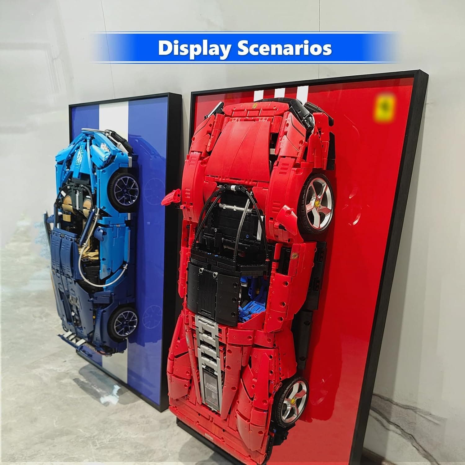 WETCEAOM Cadre d'affichage Mural Compatible avec Lego Technic 42143 Ferrari Daytona SP3, Tableau d'affichage Mural Compatible avec Lego Les Amateurs, Taille : 75x45 cm