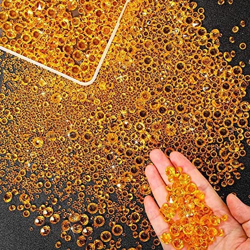 FENGCHUANG 4000 Pièces de Strass Etincelants en 3 Tailles, Idéal Pour Les Décorations de Table de Mariage, Les Décorations de Fête D'anniversaire, Les Remplisseurs de Vase, L'artisanat (Jaune)