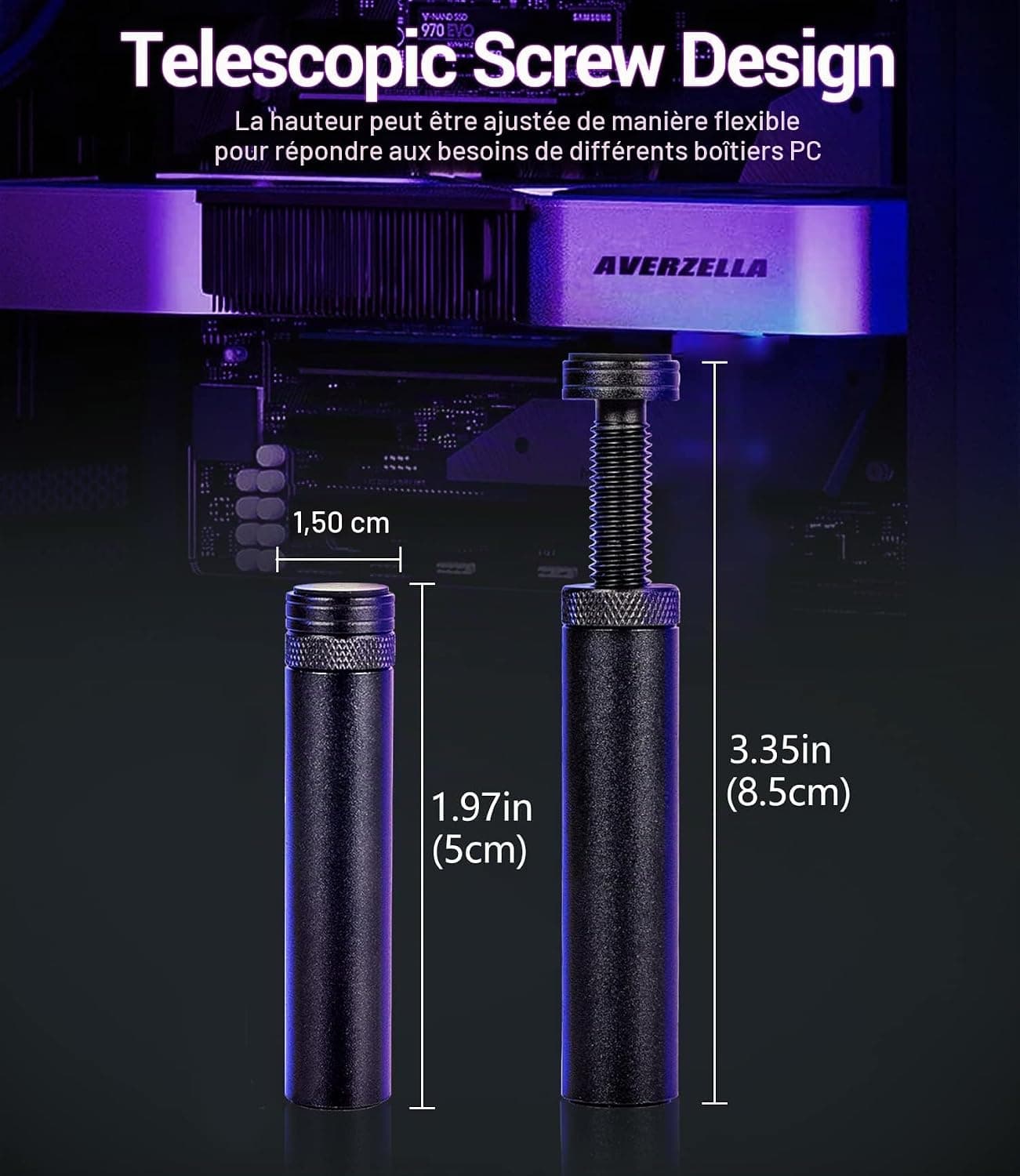 Support Carte Graphique, Support GPU, Support Carte Vidéo Aluminium, M(50mm-85mm)