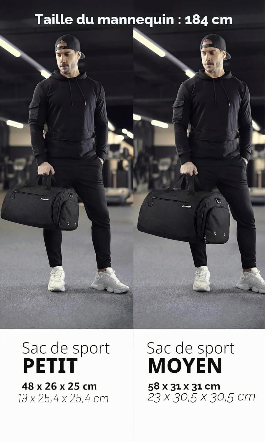 Fitgriff® Sac de Sport Homme & Femme V1 - Sacs de Voyage avec Compartiments Chaussures et Humide, pour Gym, Fitness, Weekend - Duffel Bag