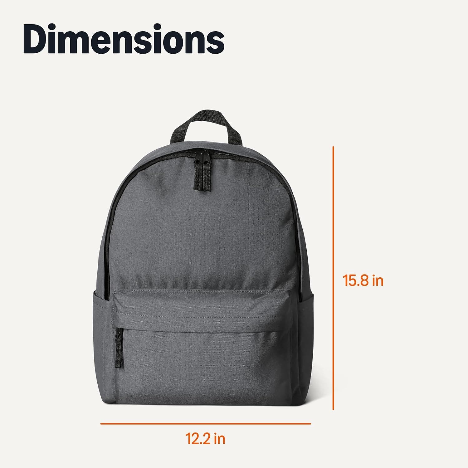 Amazon Basics, Sac à Dos Classique/Décontracté/Scolaire, Gris, Lot de 1