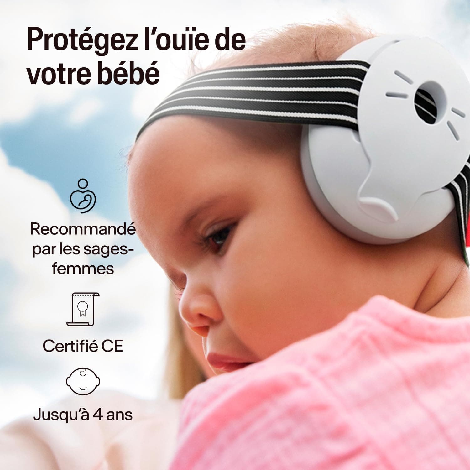 Alpine Muffy Baby Classic & Confort – Casque Anti Bruit Bebe, Certifiée CE, Bandeau Ajustable