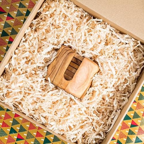 DARIDO Ensemble de 6 sous Verre Rondin de Bois d'Olivier Rustiques avec Support - Faits à la Main - 8 cm - Rondins de Bois Déco - Dessous de Verre - Tranche Bois Décorative – sous Tasse de Bois