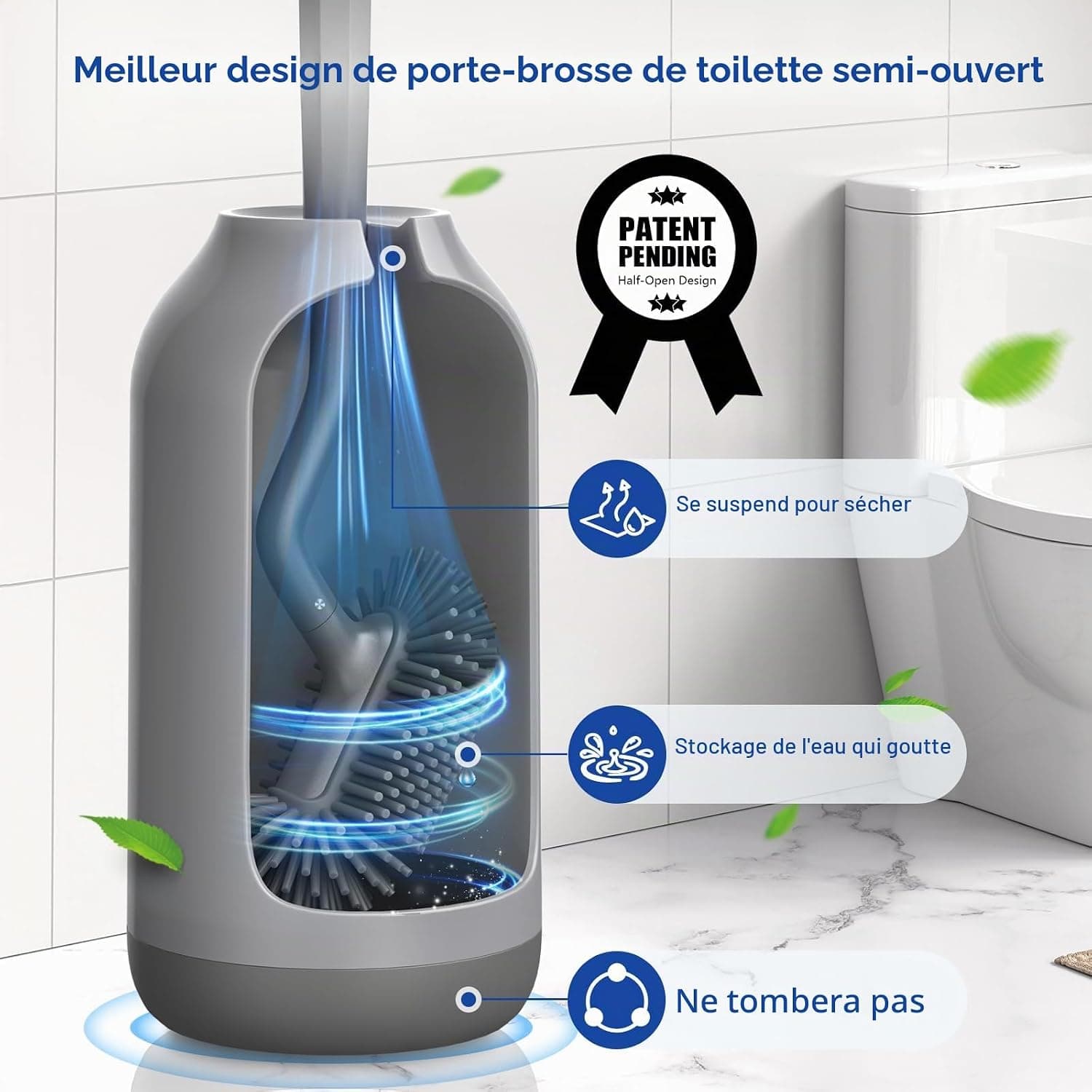 Hamitor Brosse Toilettes WC Silicone: Courbée-Bürstenkopf Balai Brosse WC