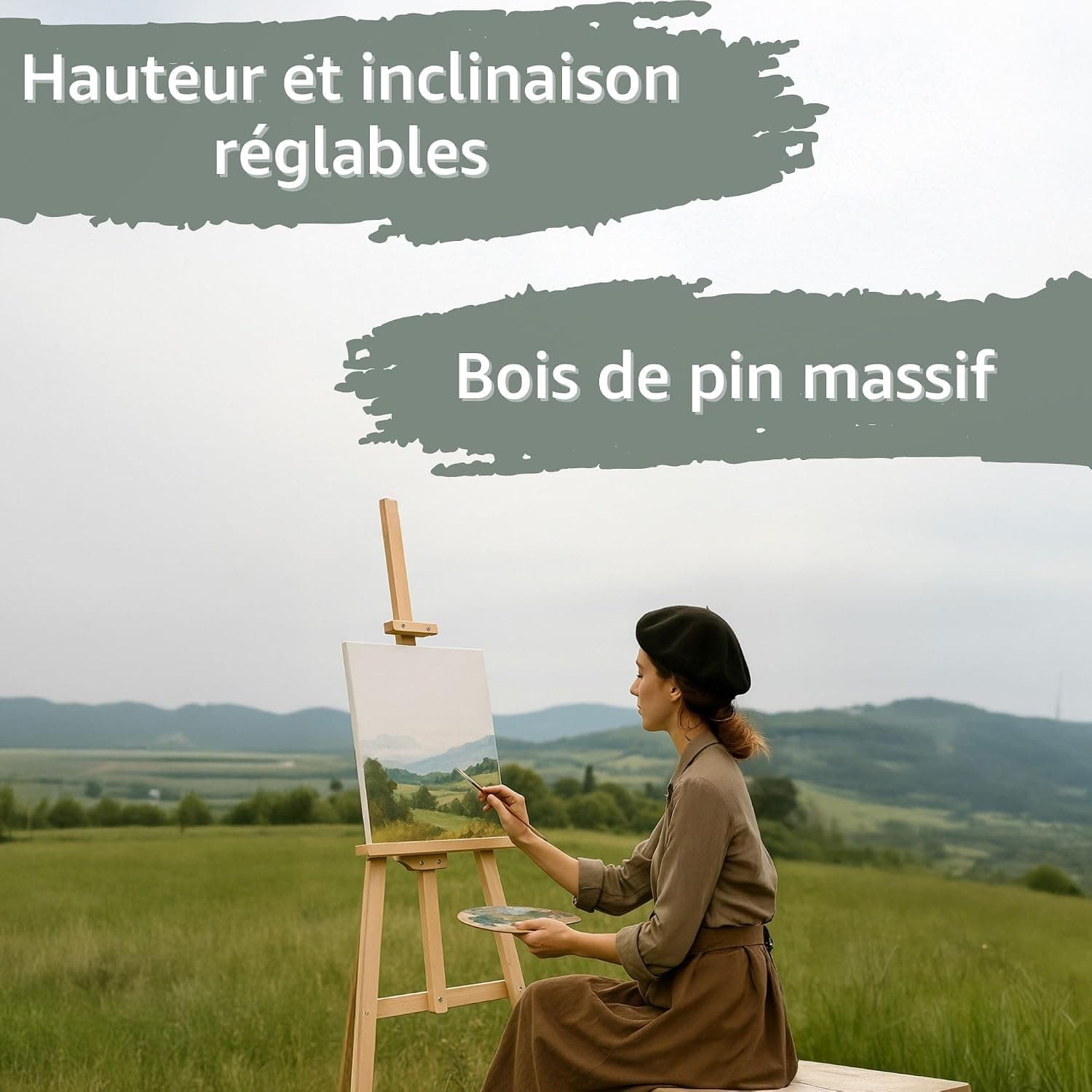 Chevalet en bois – Support toile réglable en hauteur pour peinture atelier mariage & plan de table – chevalets enfants adultes pliable trépied présentation bois 150 cm