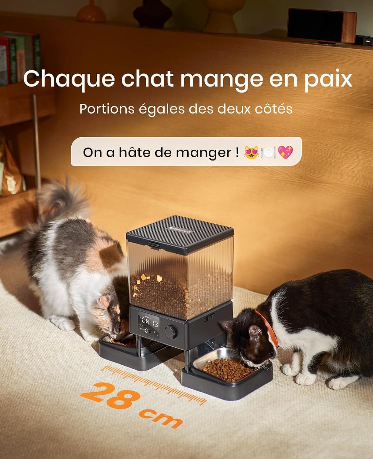 oneisall 5L Distributeur Croquettes Chat Automatique Double, 2 Bols INOX | Distributeur de Nourriture Programmable pour Chat/Chien, Enregistrement Vocal, Mangeoire Automatique à un Bouton Usage Facile