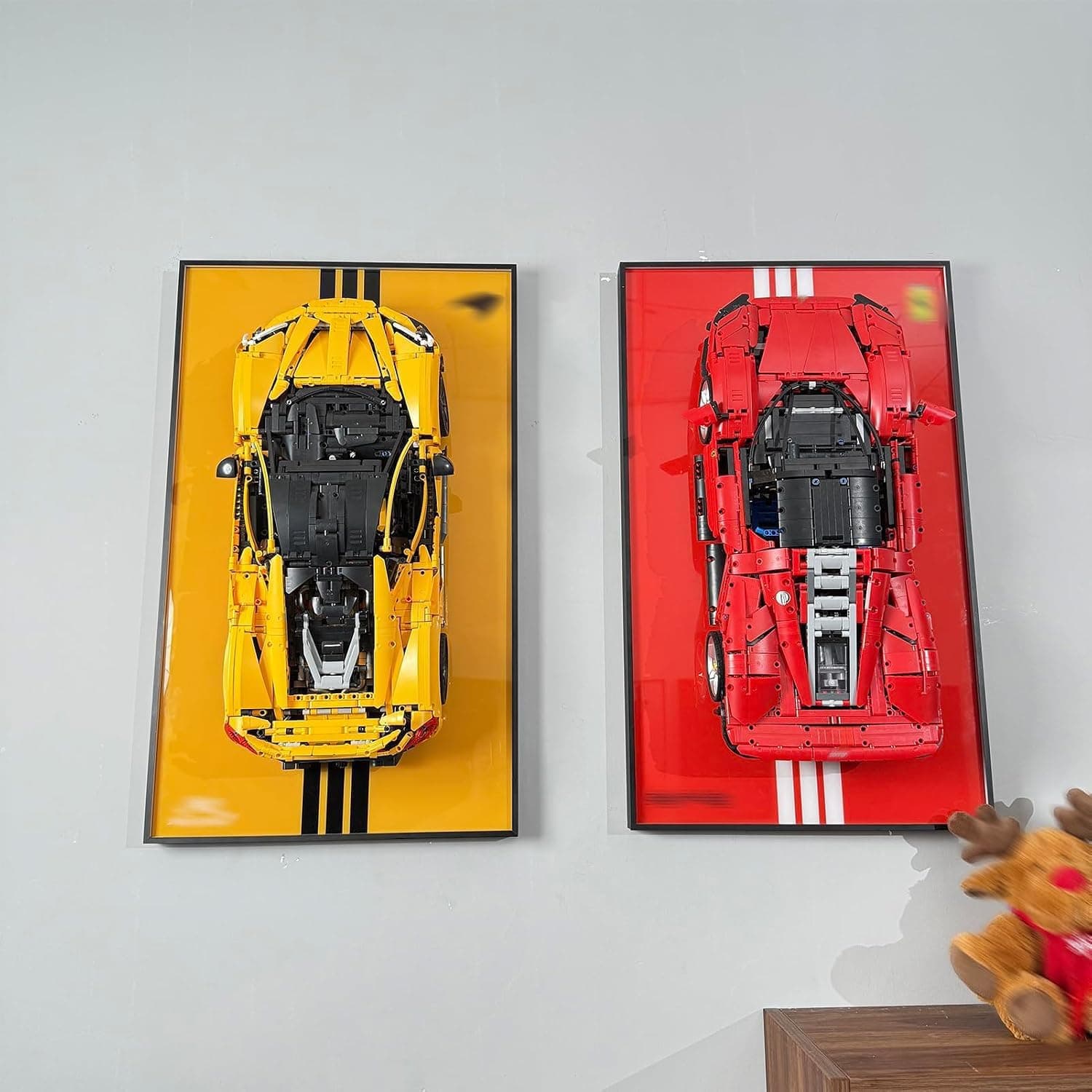 WETCEAOM Cadre d'affichage Mural Compatible avec Lego Technic 42143 Ferrari Daytona SP3, Tableau d'affichage Mural Compatible avec Lego Les Amateurs, Taille : 75x45 cm