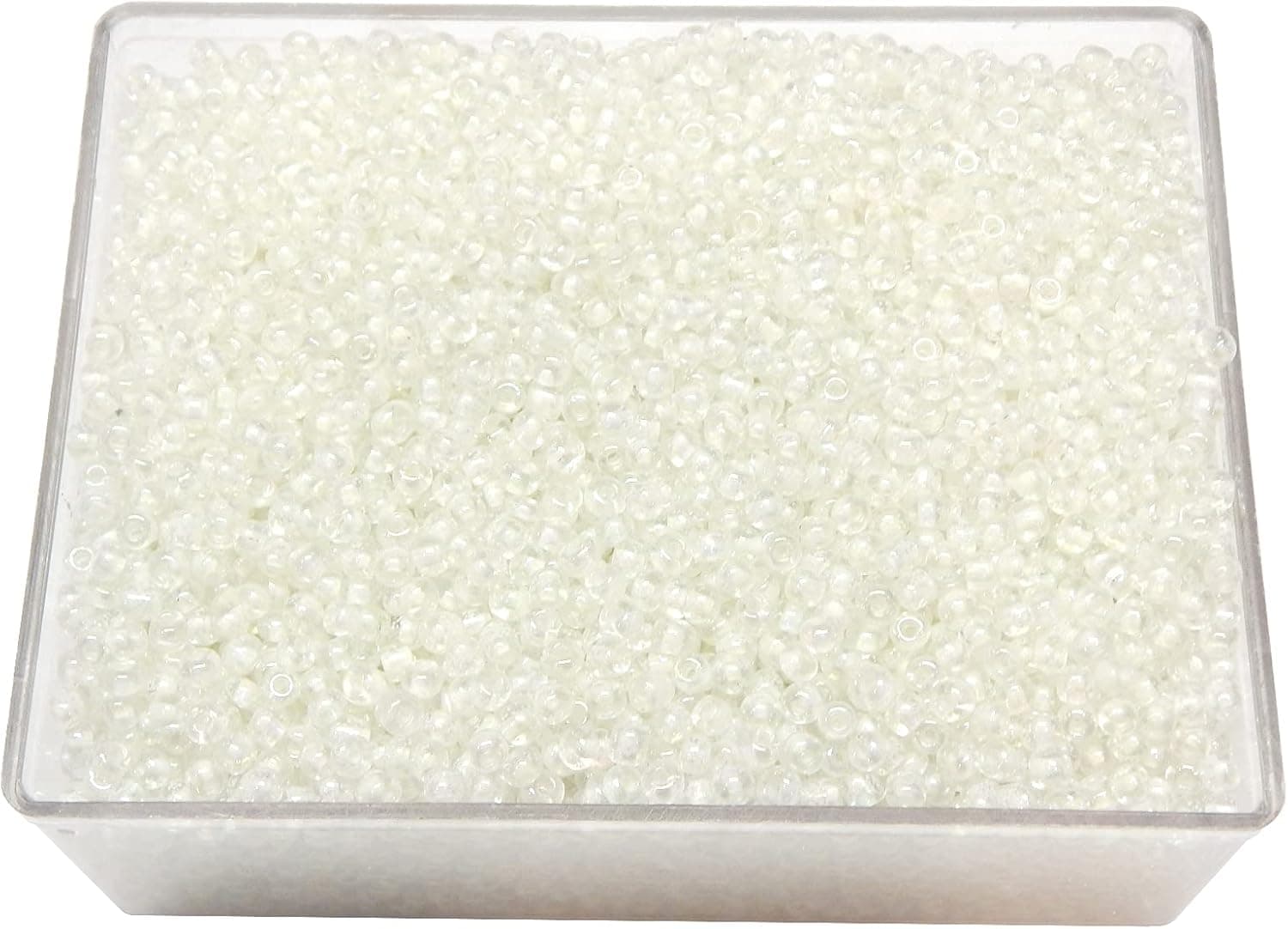 Perlin Lot de 6500 perles de rocaille indiennes en verre - 2 mm - Blanc cristal - 8 couleurs - Mini rondes 11/0