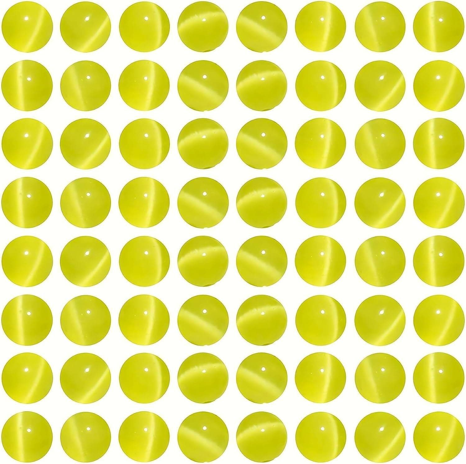 MJDCB 35 pièces Petites Perles Oeil de Chat Jaune Citron 10mm Perles de Cristal Ronde Vrac pour La Fabrication de Bijoux Bracelets Boucles D'oreilles Colliers Accessoires