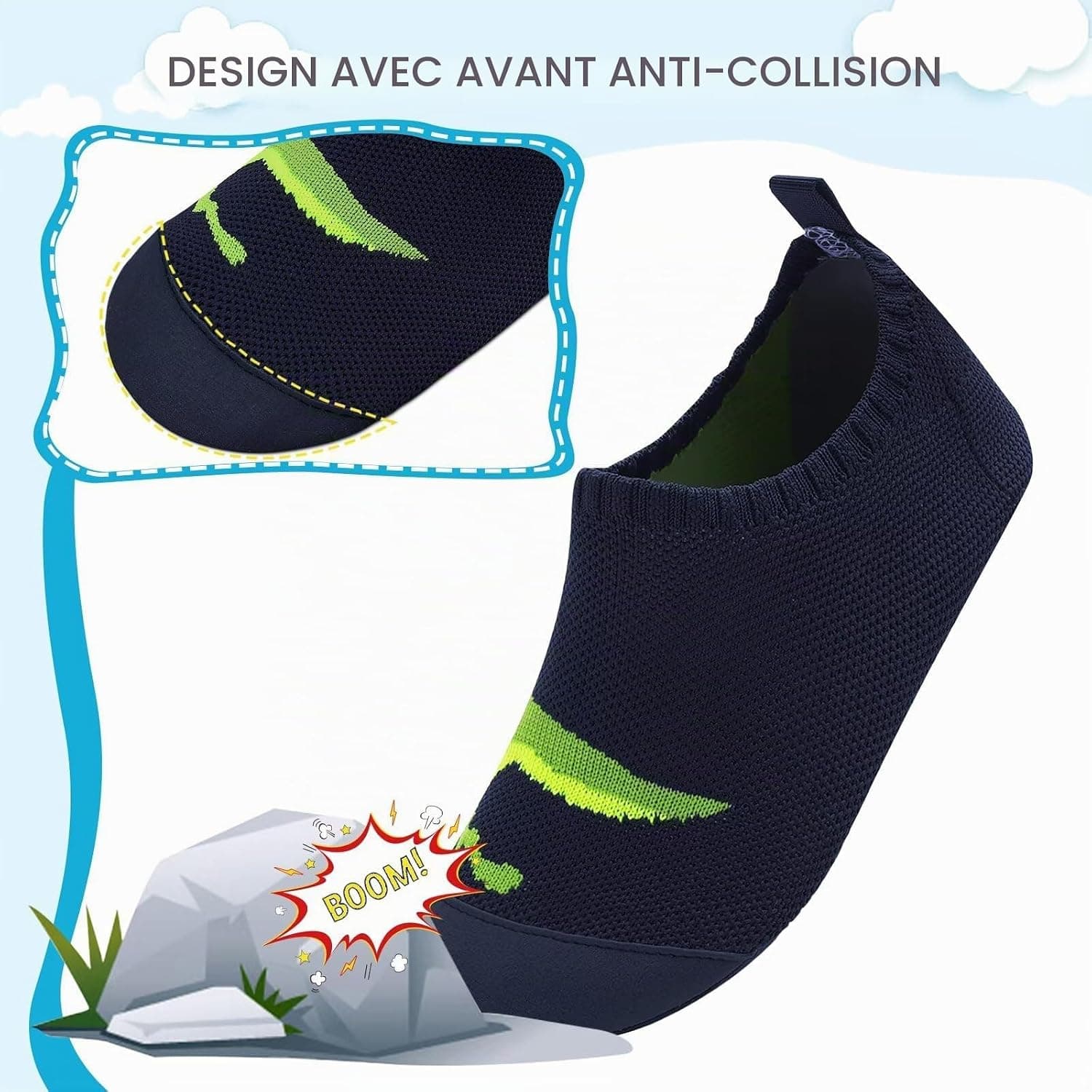 Kyopp Chaussons Enfant Garçon Respirant Pantoufles Filles Doux Antidérapant Chaussette Chaussures Unisexe