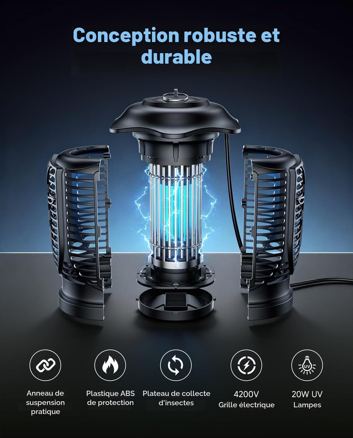 Lampe Anti Moustique, Anti Mouche Electrique, 20W Électrique Antimoustique