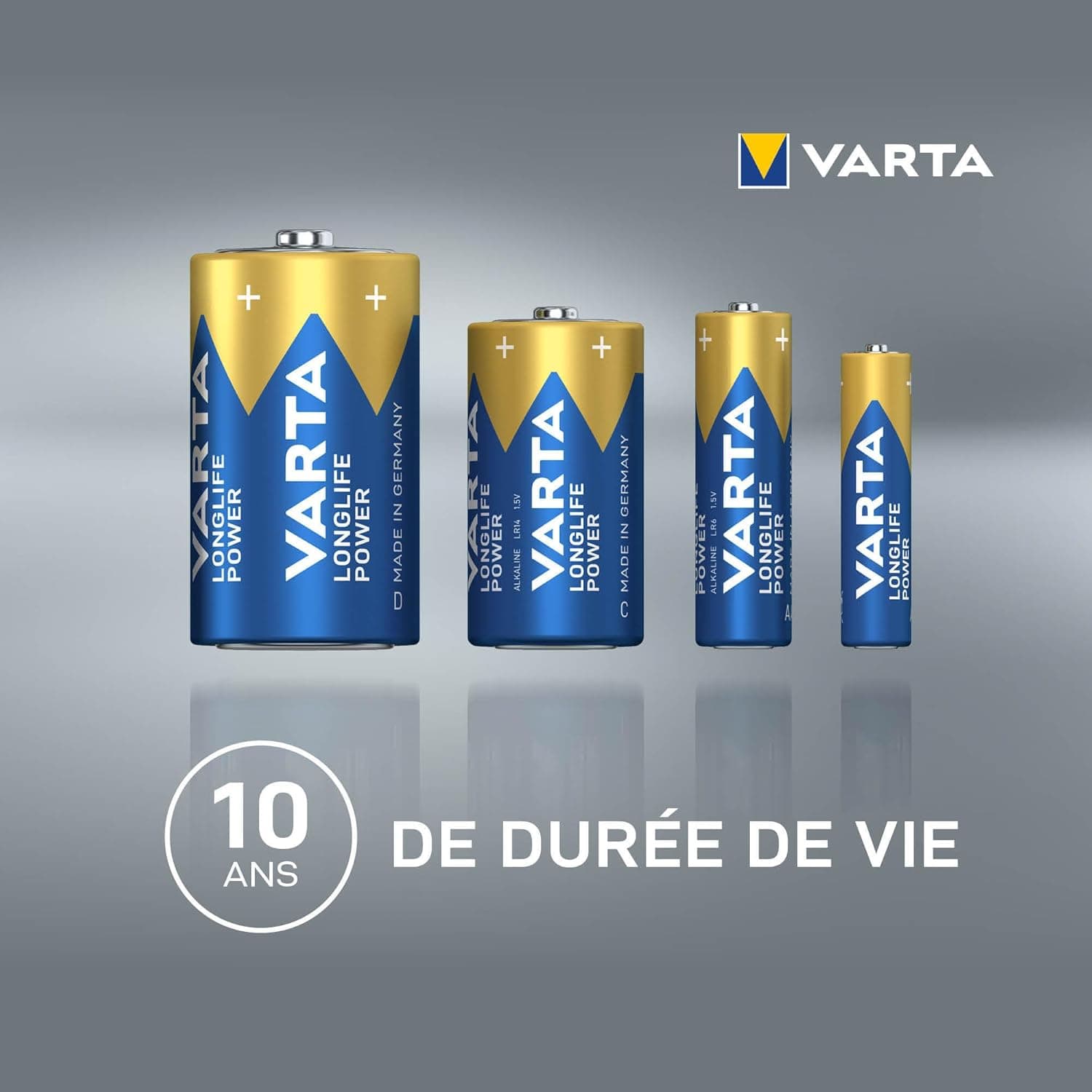 VARTA Piles AA, 10+10 (lot de 20), Longlife Power, Alcalines, 1,5V, emballage recyclé à 90%, adaptées aux jouets, souris sans fil, lampes de poche, Made in Germany | pile AA LR6, Made in Germany, conservation jusqu'à 10 ans, pour console de jeux, brosse à dents, souris ou manette