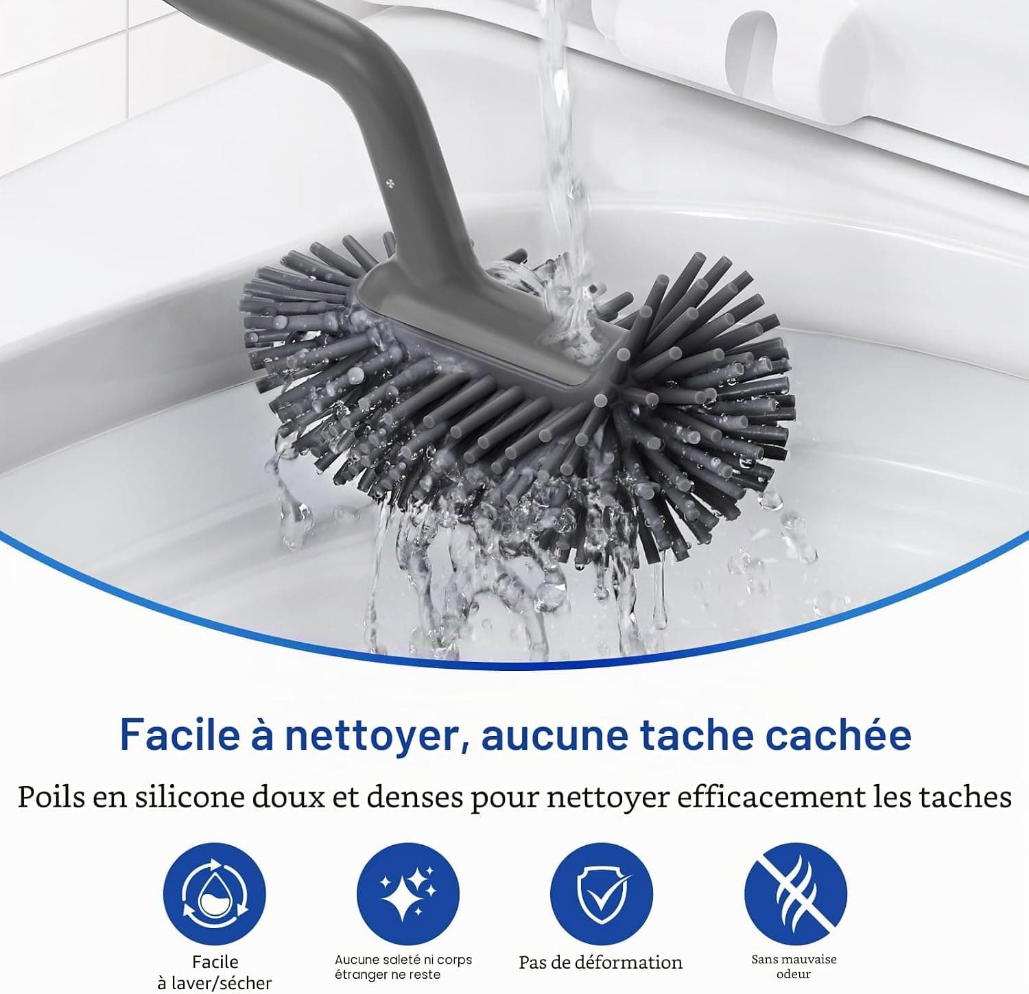 Hamitor Brosse Toilettes WC Silicone: Courbée-Bürstenkopf Balai Brosse WC