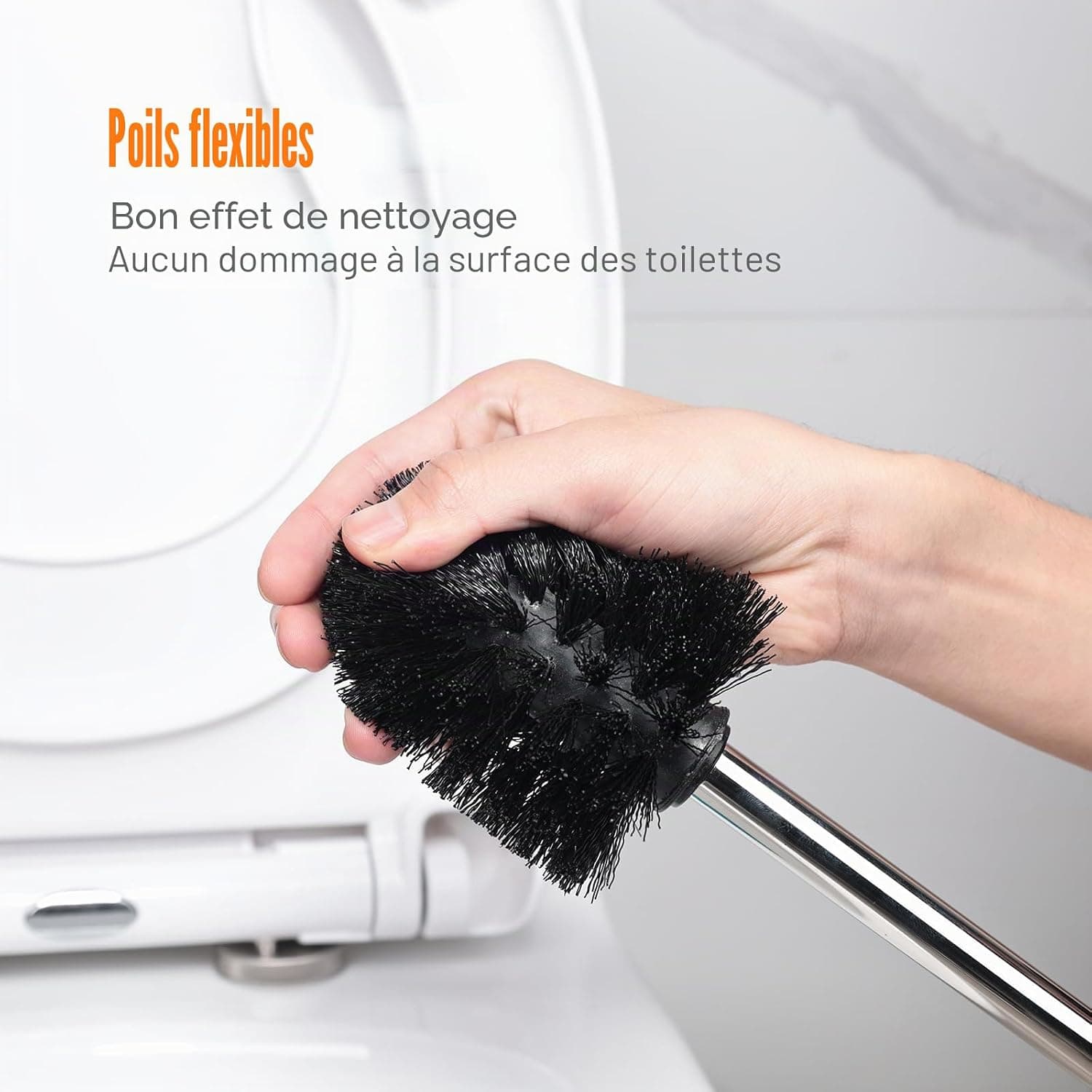 Ibergrif 4pcs Brosse Toilettes WC de Remplacement, Balai Toilette WC Noir