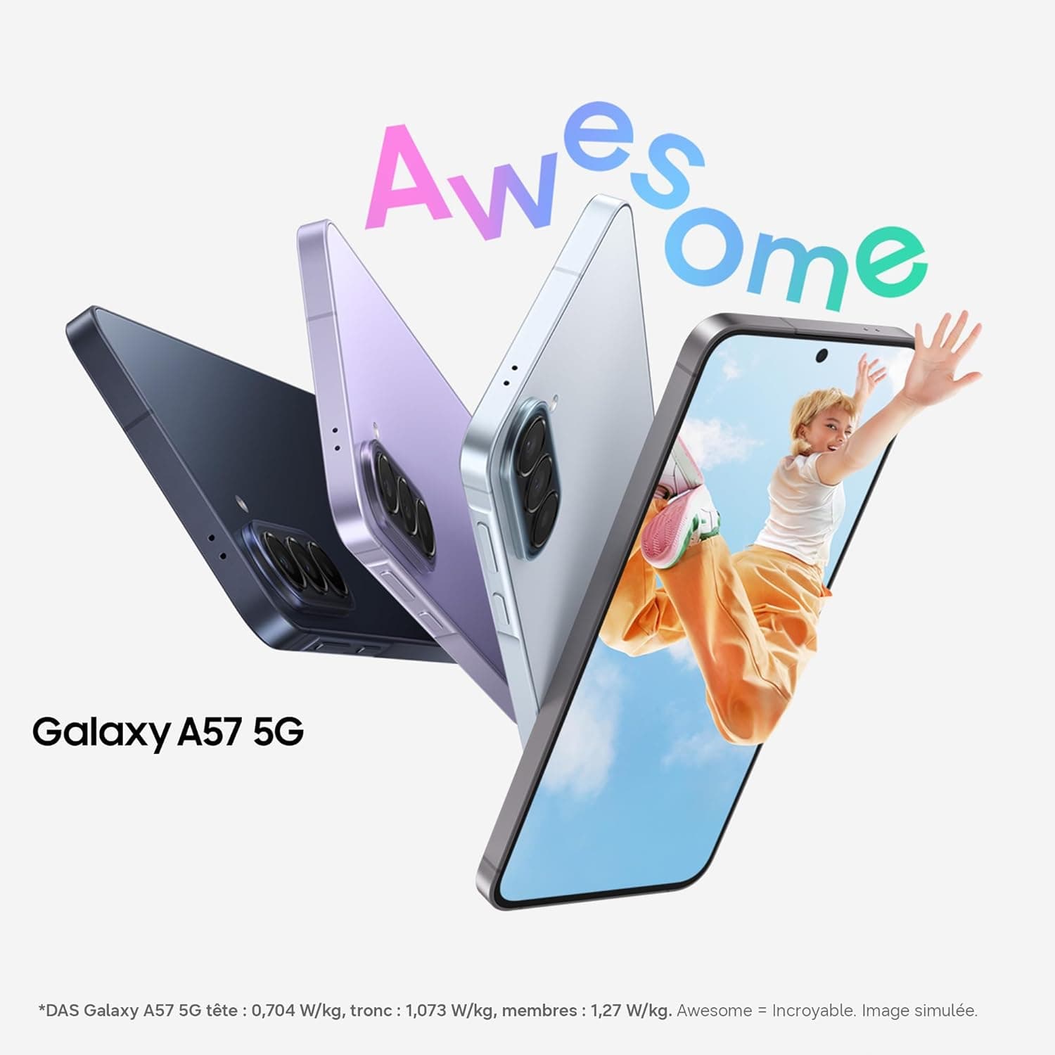 Samsung Galaxy A57 5G, Smartphone Android 5G avec l'IA Accessible à Tous, 256 Go, RAM 8 Go, Chargeur Secteur Rapide 25W Inclus, Smartphone déverrouillé, Bleu, Version FR